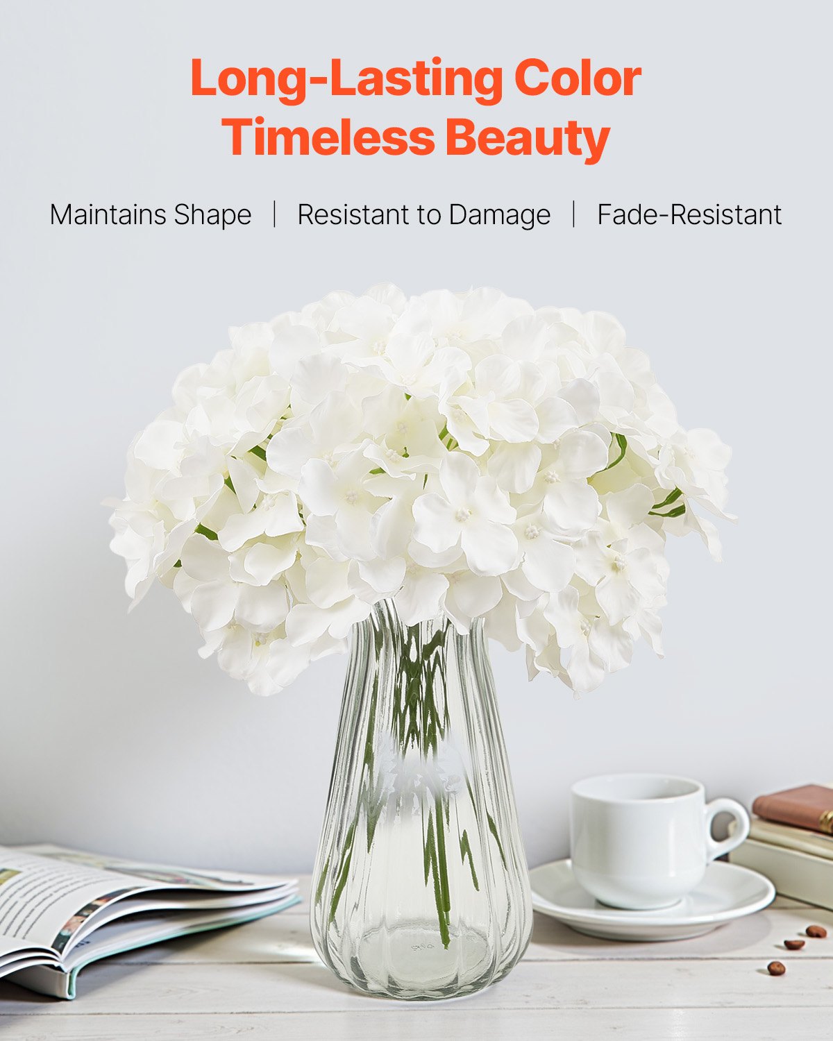 Artificial Flowers, 105 pcs Real Looking White Silk Fake Hydrangea Bulk, White Faux Bridal Shower with Stems for DIY Wedding Bouquets, Home Centerpieces Arrangements, Party Tables Decorations