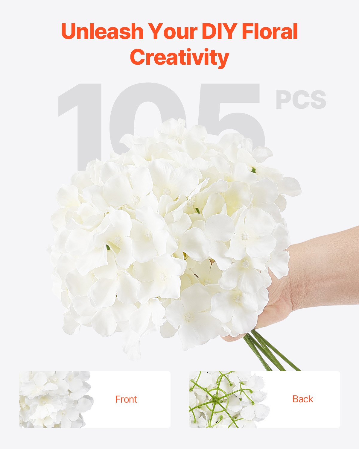 Artificial Flowers, 105 pcs Real Looking White Silk Fake Hydrangea Bulk, White Faux Bridal Shower with Stems for DIY Wedding Bouquets, Home Centerpieces Arrangements, Party Tables Decorations