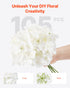 Artificial Flowers, 105 pcs Real Looking White Silk Fake Hydrangea Bulk, White Faux Bridal Shower with Stems for DIY Wedding Bouquets, Home Centerpieces Arrangements, Party Tables Decorations