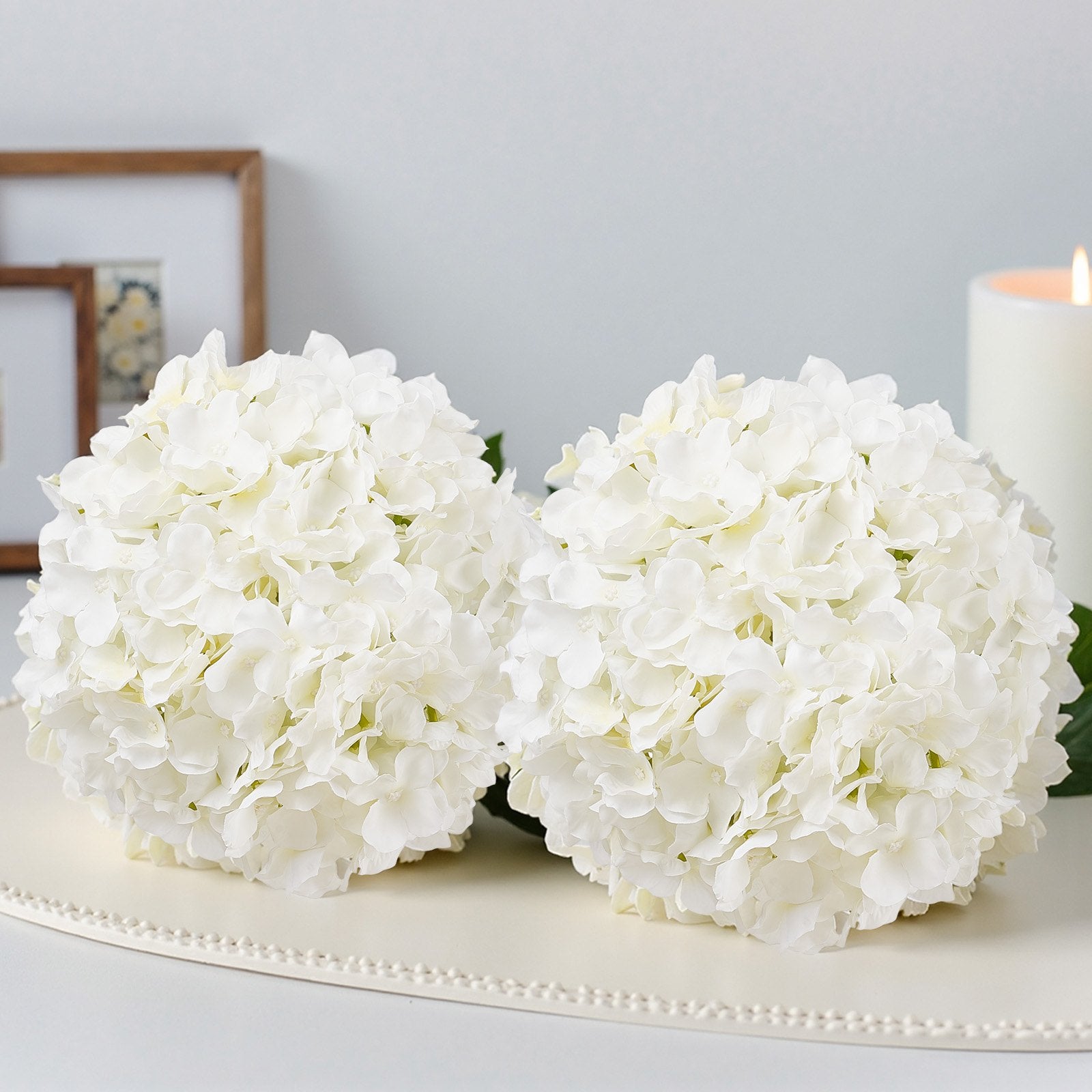 Artificial Flowers, 105 pcs Real Looking White Silk Fake Hydrangea Bulk, White Faux Bridal Shower with Stems for DIY Wedding Bouquets, Home Centerpieces Arrangements, Party Tables Decorations