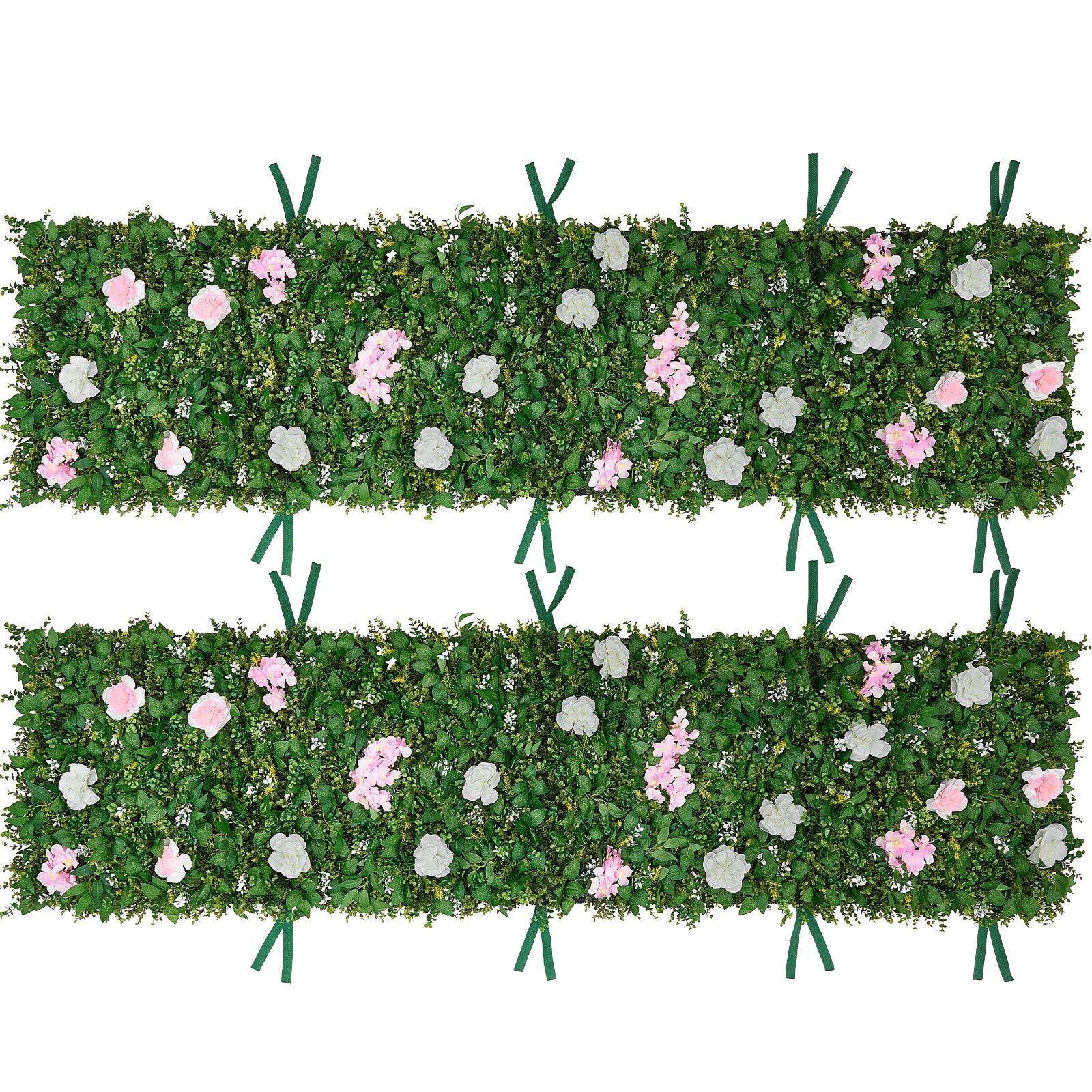 Artificial Luxury‌ Flower Wall Backdrop, 2 PCS, Each Panel 61 x 243.8 cm, Gorgeous 3D Silk Floral Backdrop Pet Friendly, Easy Installation Flower Wall Panel for Wedding, Event, Party, Home Decor