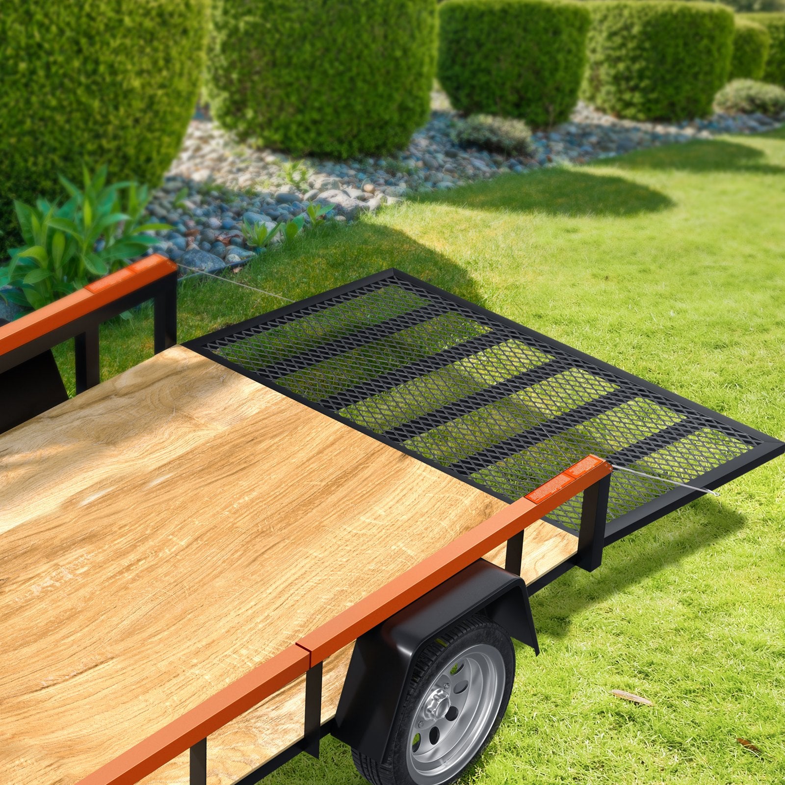 2-Sided Trailer Tailgate Lift Assist, 163 kg Load Capacity, Compatible with Open Utility Trailer Tailgate and Ramp, with 25.4-61 cm Heights Side Rail and 1.22-1.83 m Height Tail Gate or Ramp