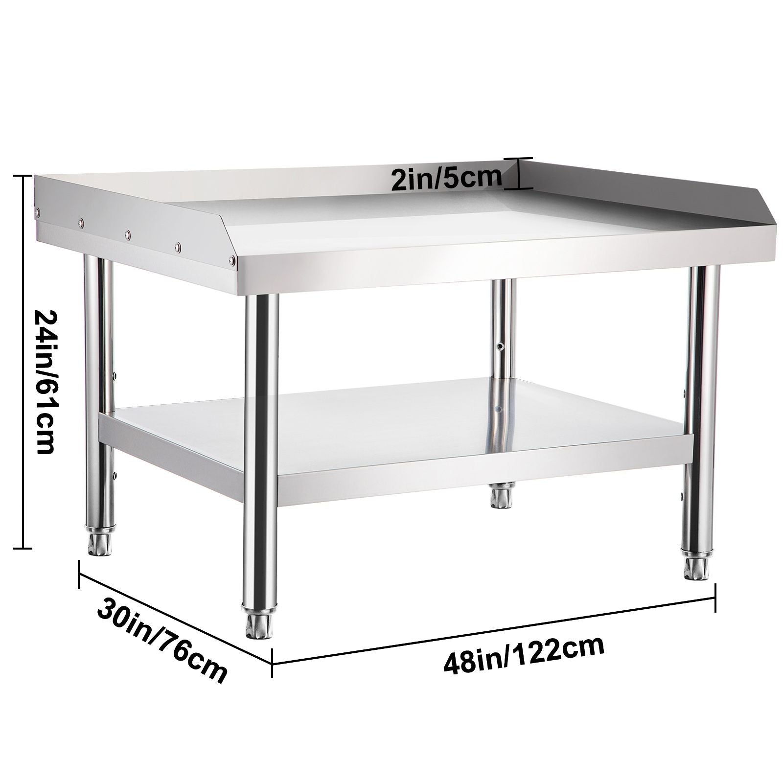Stainless Steel Equipment Grill Stand, 122 x 76 x 61cm Stainless Table, Grill Stand Table with Adjustable Storage Undershelf, Equipment Stand Grill Table for Hotel, Home, Restaurant Kitchen