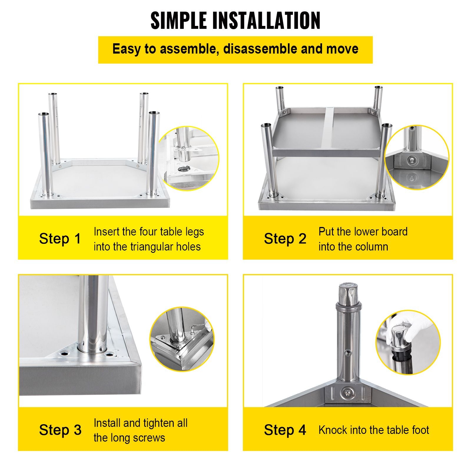 Stainless Steel Equipment Grill Stand, 152x76x61 cm Stainless Table, Grill Stand Table with Adjustable Storage Undershelf, Equipment Stand Grill Table for Hotel, Home, Restaurant Kitchen