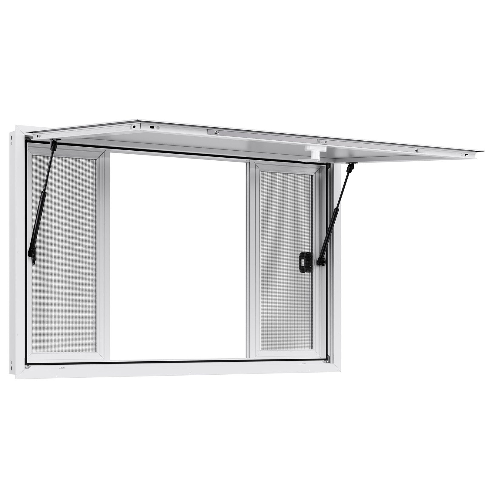 Concession Window 1346x838 mm, Aluminum Alloy Service Window for Food Truck, Up to 85 Degrees Stand Serving Window with 4 Sliding Windows, Awning Door, and Drag Hook, for Concession Trailers