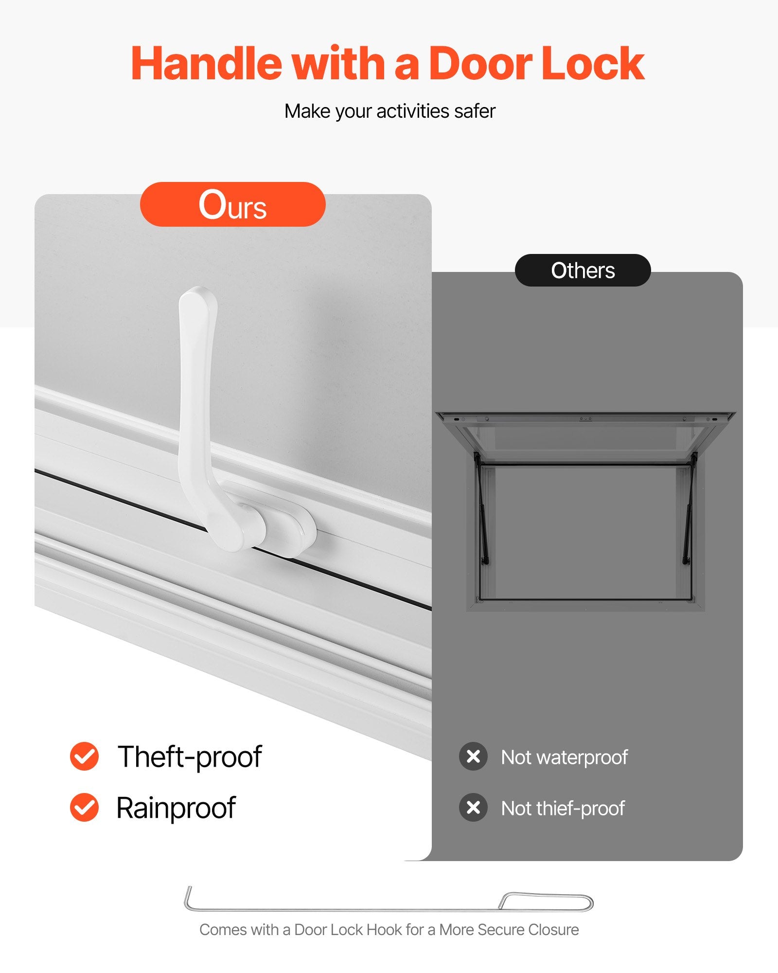 Concession Window 1346x838 mm, Aluminum Alloy Service Window for Food Truck, Up to 85 Degrees Stand Serving Window with 4 Sliding Windows, Awning Door, and Drag Hook, for Concession Trailers