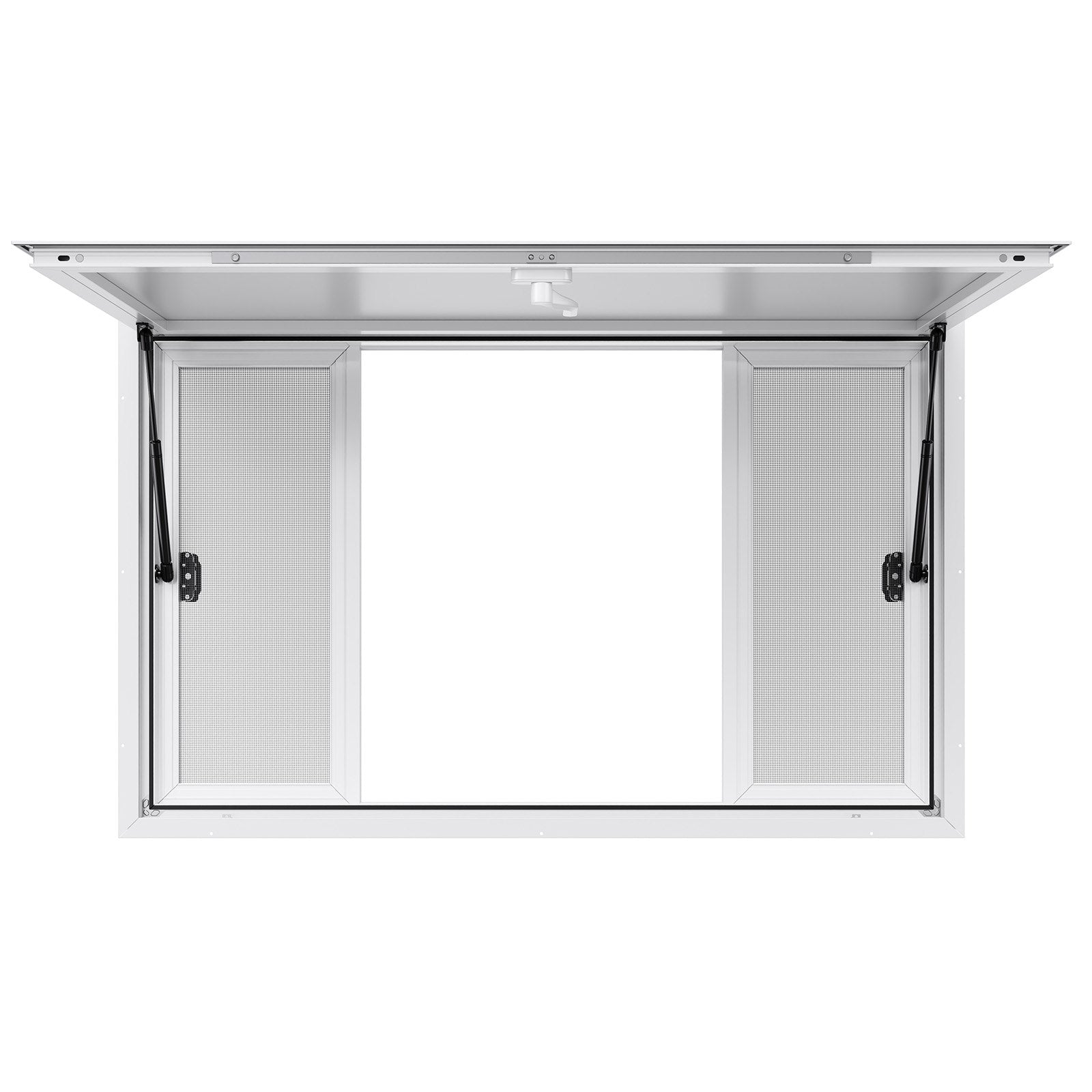 Concession Window 1346x838 mm, Aluminum Alloy Service Window for Food Truck, Up to 85 Degrees Stand Serving Window with 4 Sliding Windows, Awning Door, and Drag Hook, for Concession Trailers