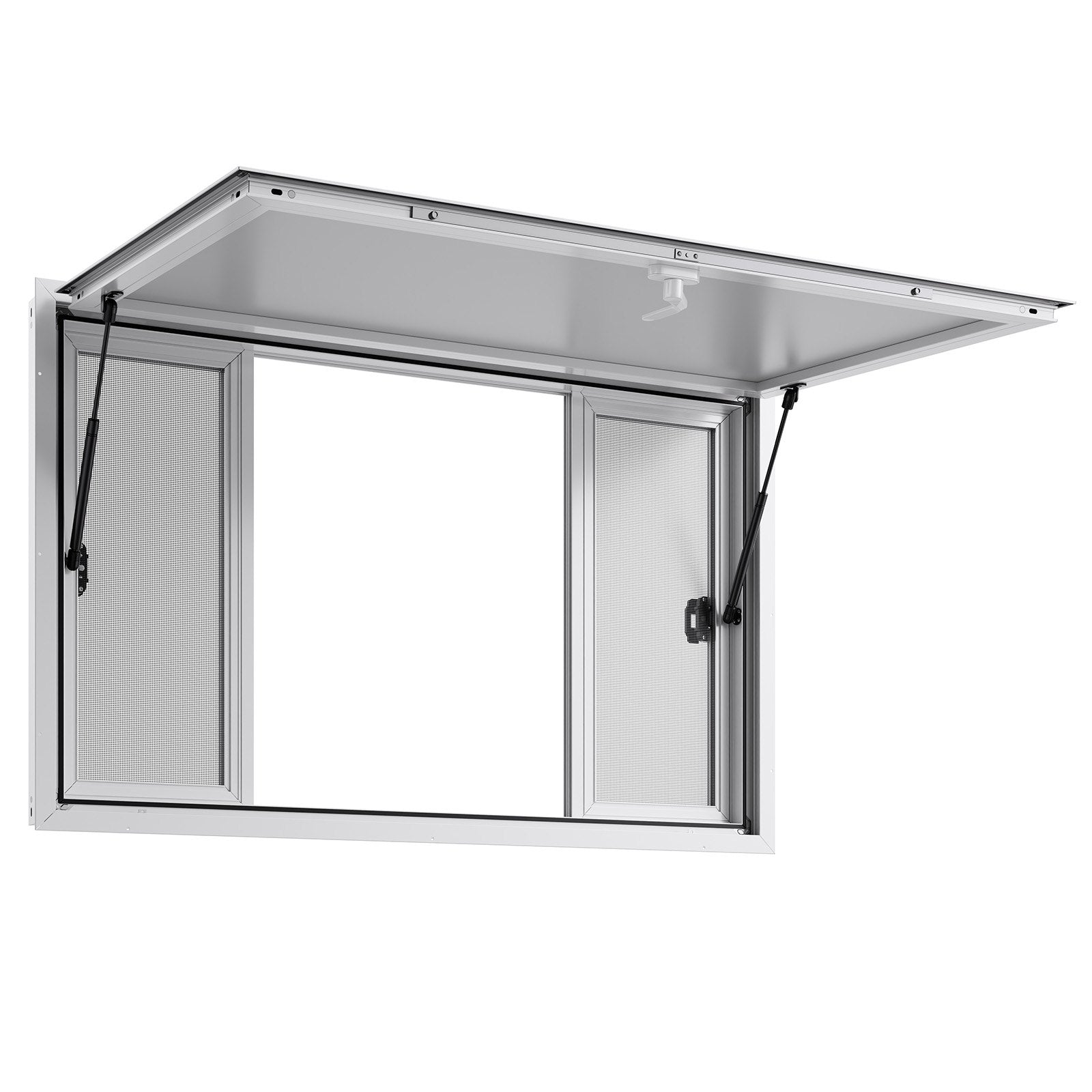 Concession Window 1346x838 mm, Aluminum Alloy Service Window for Food Truck, Up to 85 Degrees Stand Serving Window with 4 Sliding Windows, Awning Door, and Drag Hook, for Concession Trailers