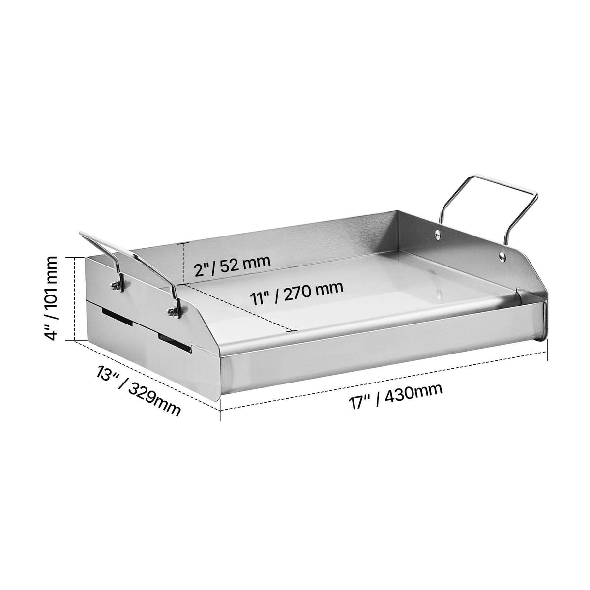 17x13 Inch Stainless Steel Grill Griddle Flat Top BBQ Cooking Plate