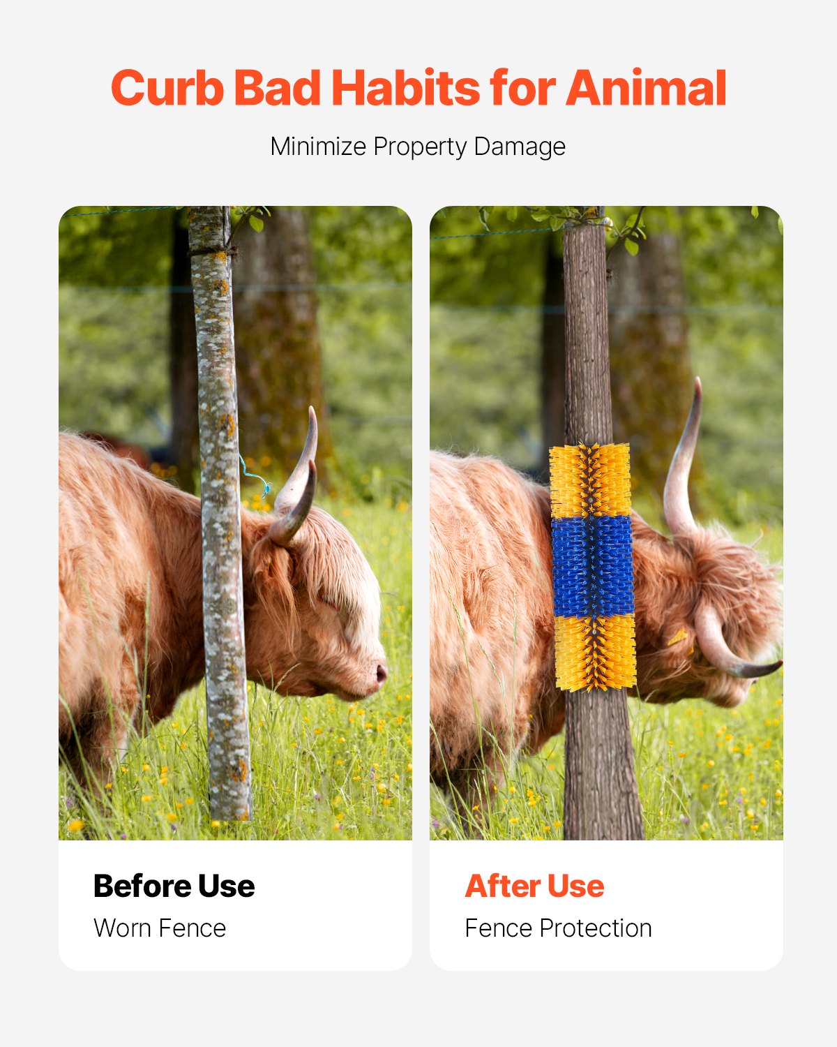 Livestock Scratching Brush, Horse Brush with 2 Screws, 20  x 7.5 in Cow Scratcher, for Back Itch Relief & Keep Cleaning, Grooming & Scratching Post Brush for Horse, Pig, Cattle Supplies