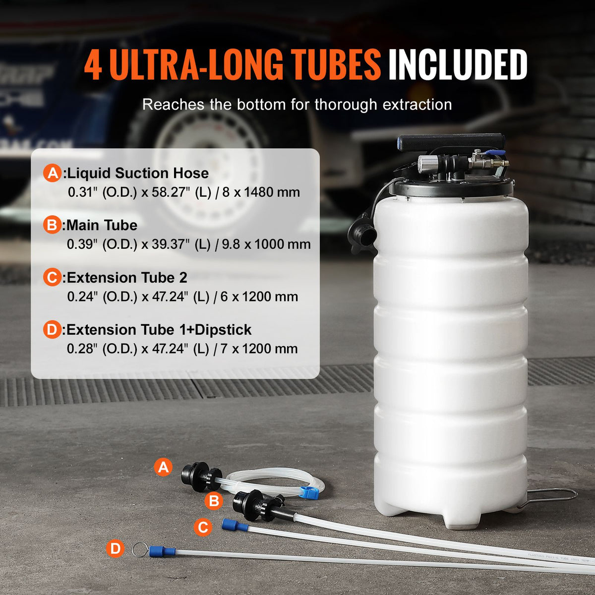 Fluid Extractor, 15 Liters Capacity, Pneumatic/Manual Oil Changer Vacuum Fluid Extractor with Dipstick and Liquid Suction Hose, Oil Extractor Change Pump for Automotive Fluids Vacuum Evacuation
