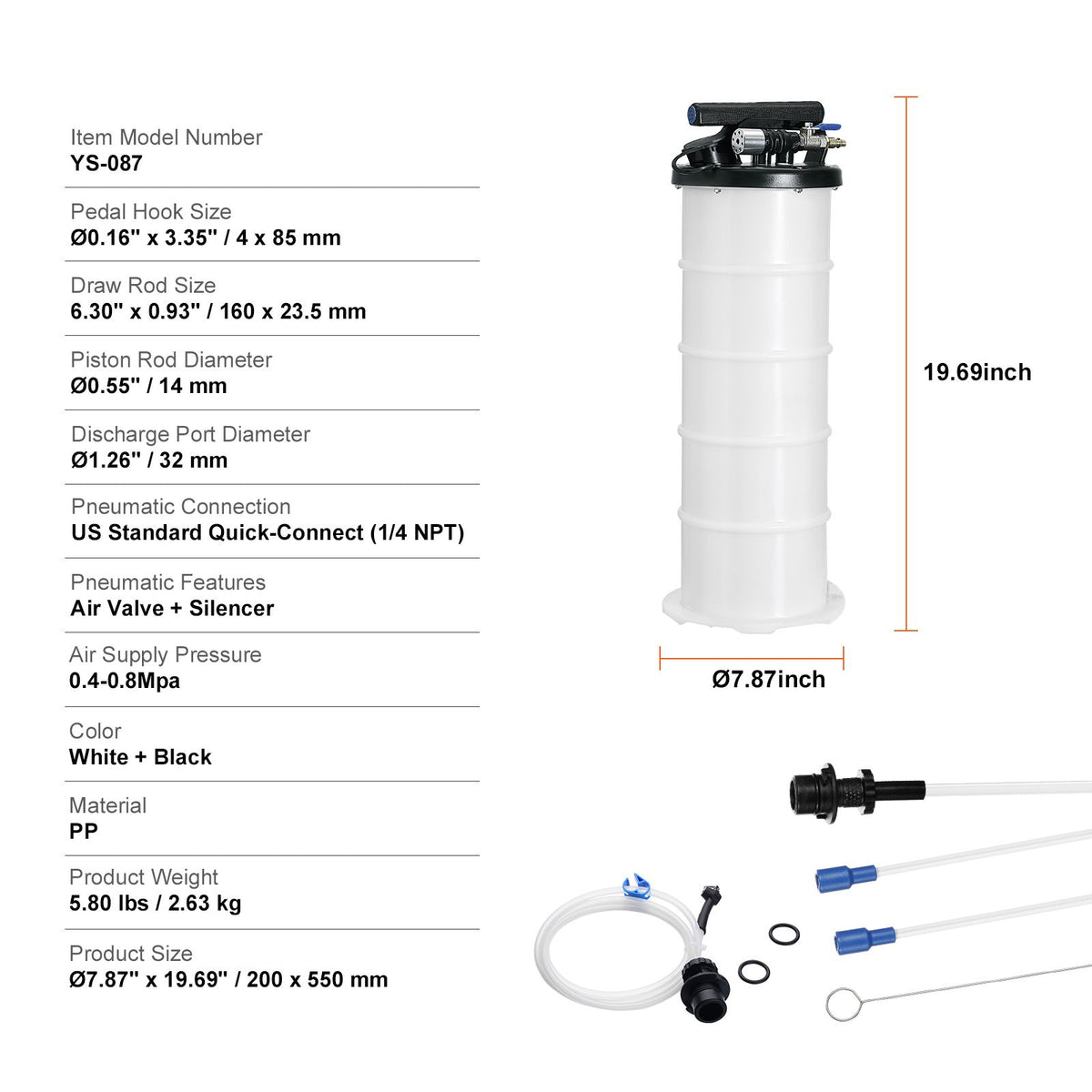 6.5L Pneumatic Manual Fluid Extractor Oil Change Vacuum Pump Kit