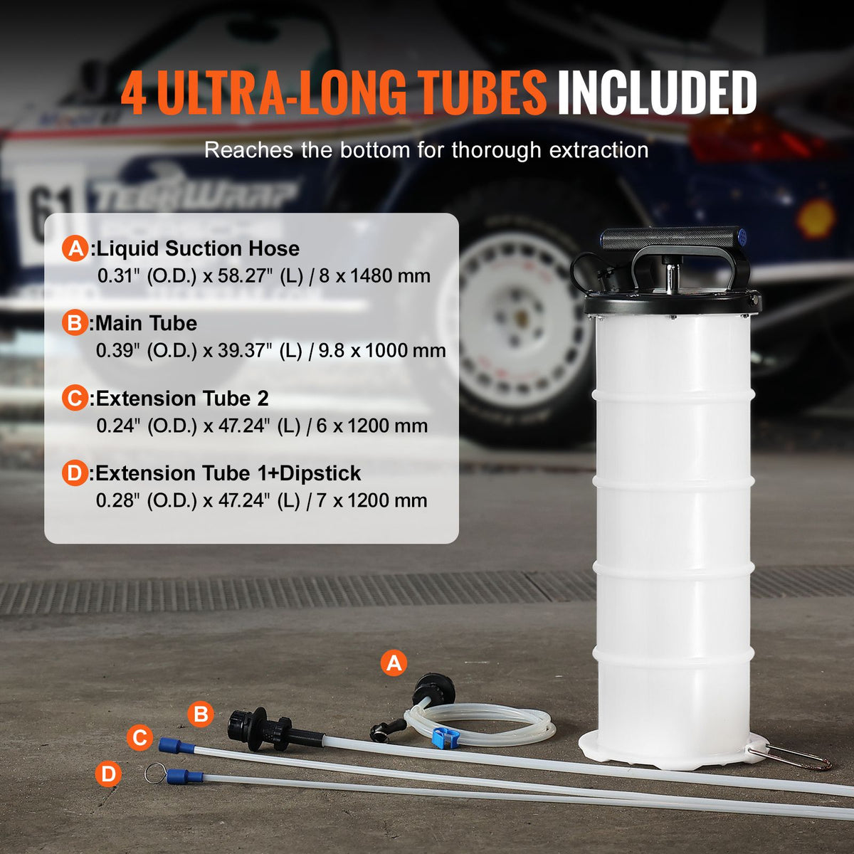 6.5L Manual Fluid Extractor Oil Change Vacuum Pump with Hose Kit