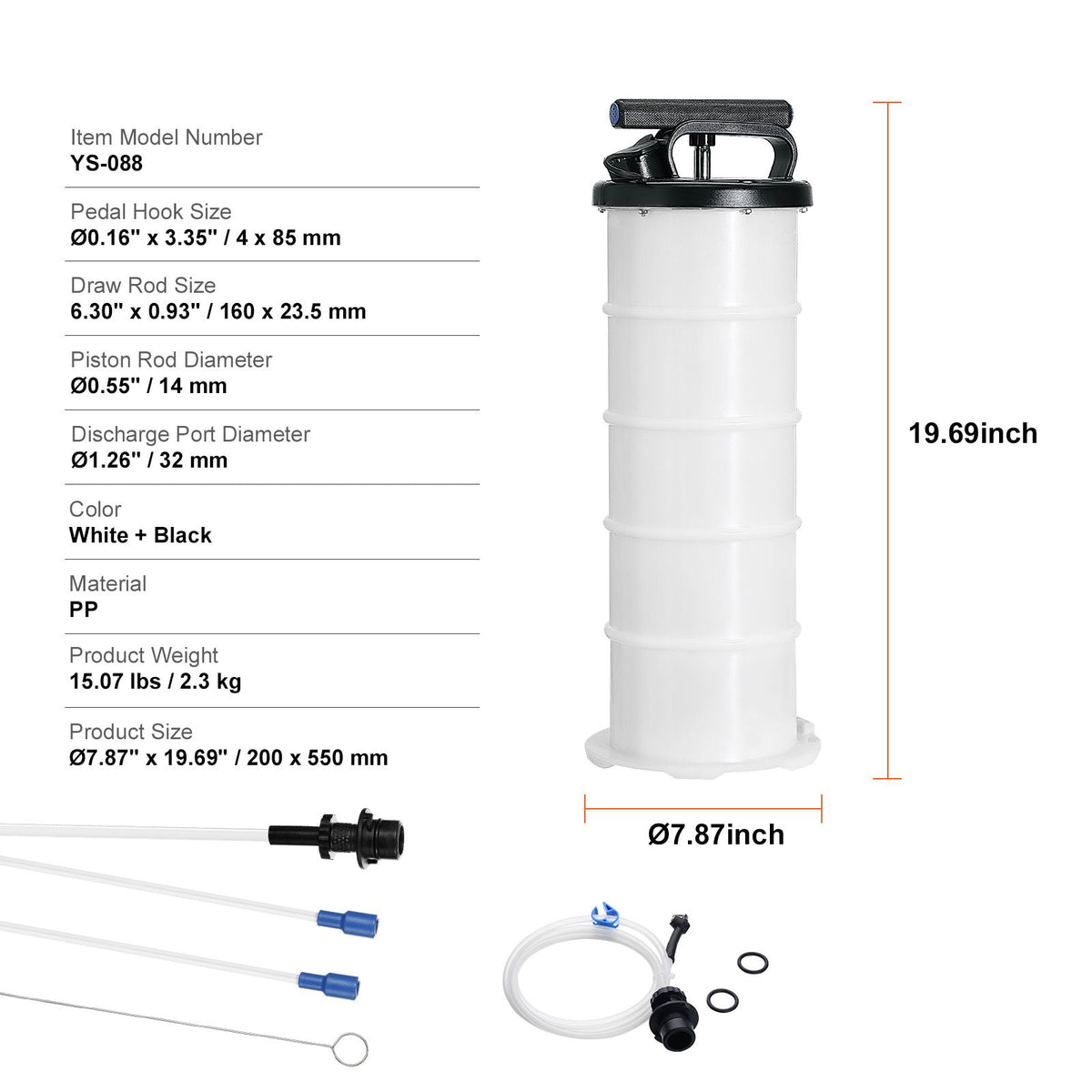 6.5L Manual Fluid Extractor Oil Change Vacuum Pump with Hose Kit