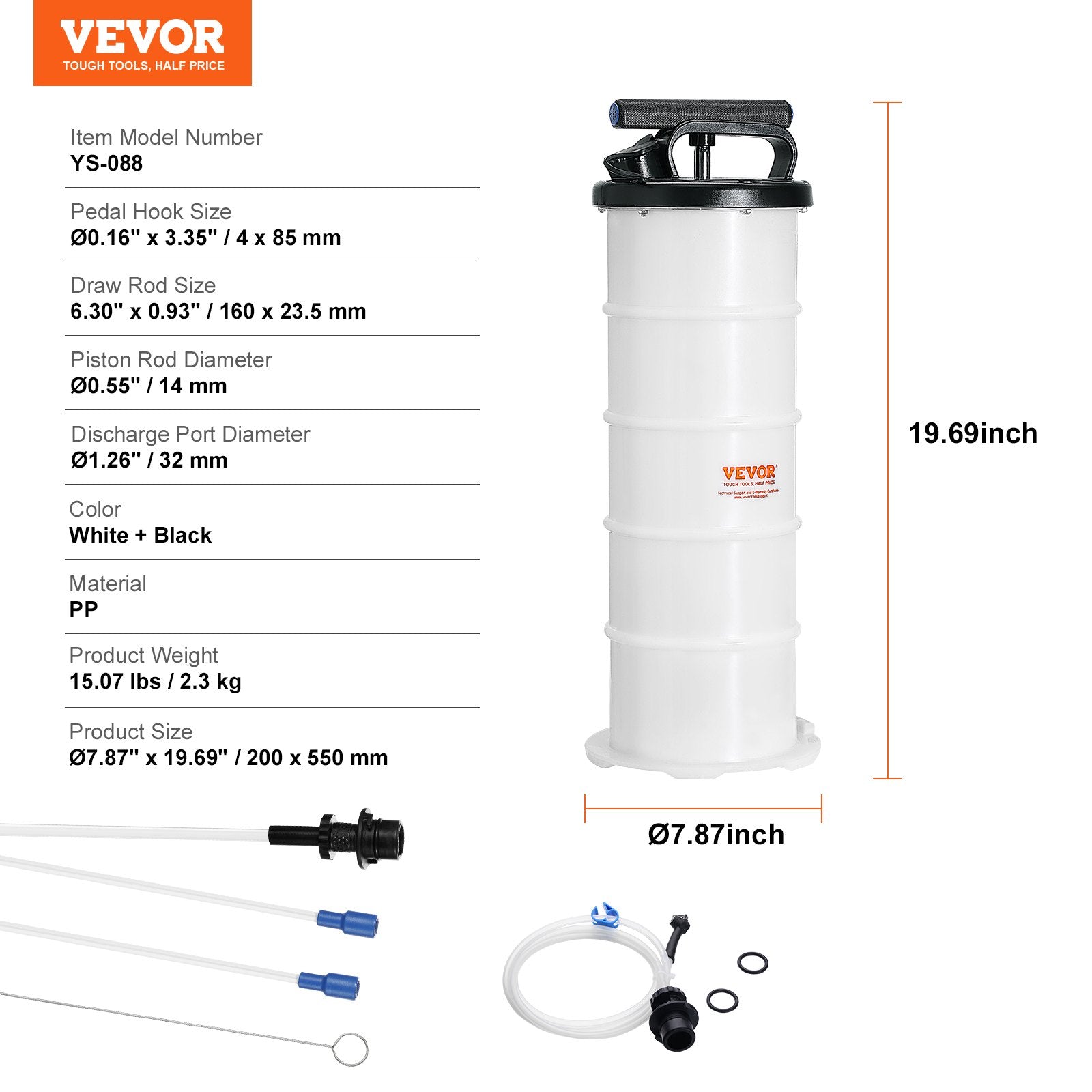 Fluid Extractor, 6.5 Liters Capacity, Manual Hand-Operated Oil Changer Vacuum Fluid Extractor with Dipstick and Suction Hose, Oil Extractor Change Pump for Automotive Fluids Vacuum Evacuation