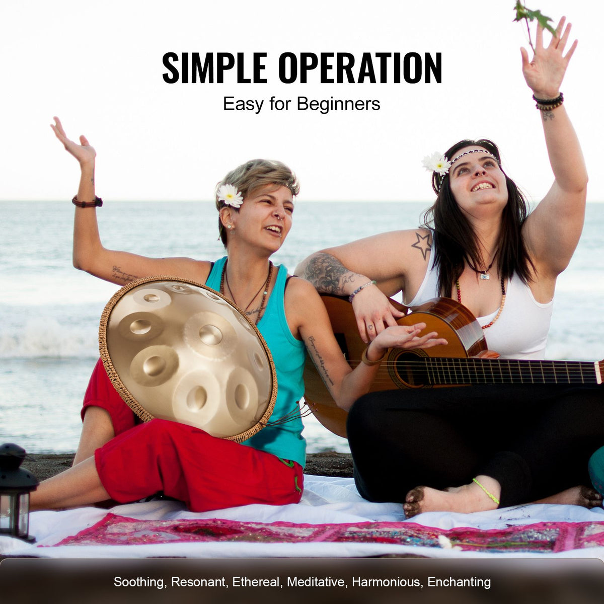 Handpan Drum 22 in 10 Notes D Minor Hand Drum Instrument with Mallet