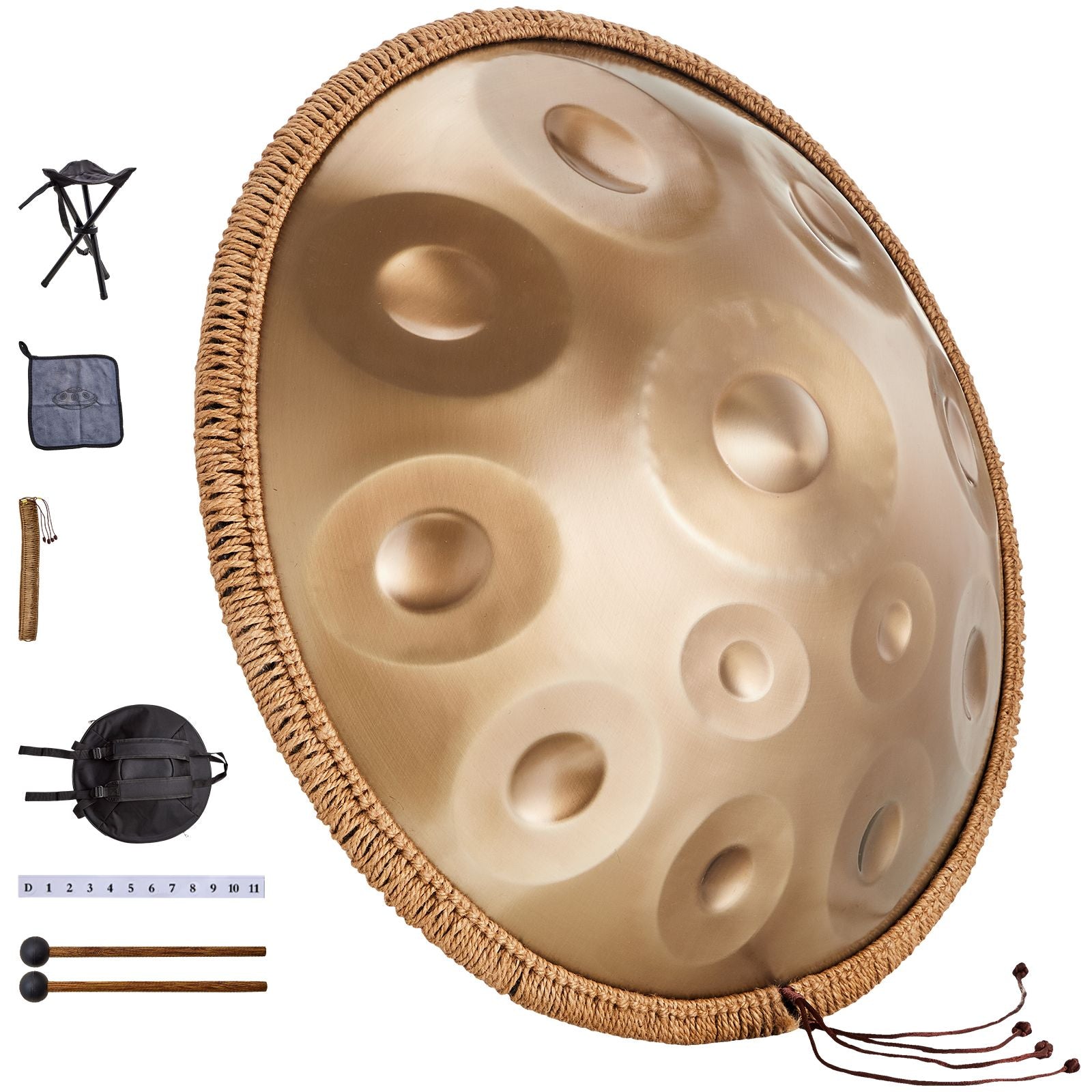 Handpan Drum 22 in 12 Notes D Minor Hand Drum Instrument with Mallet