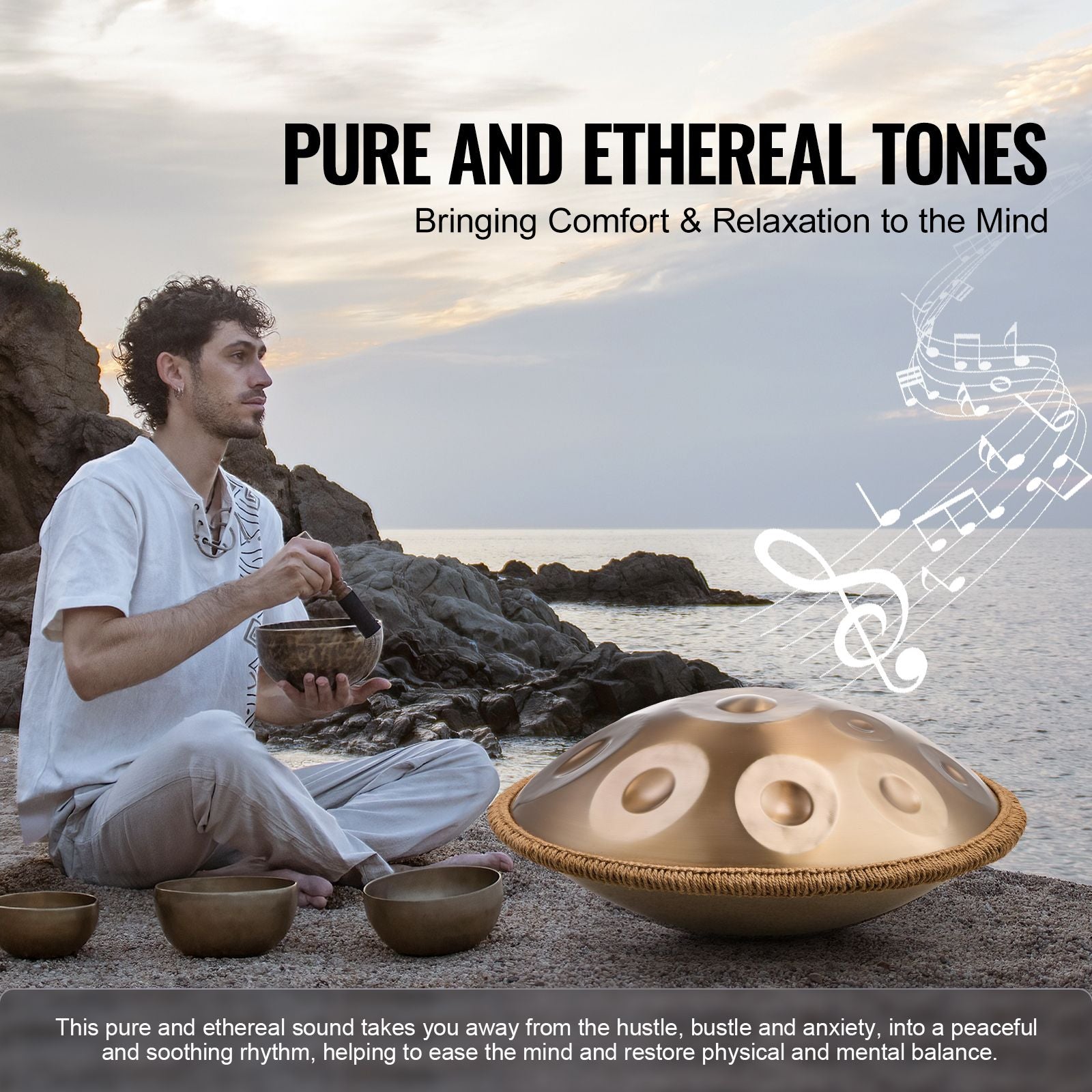 Handpan Drum 22 in 12 Notes D Minor Hand Drum Instrument with Mallet