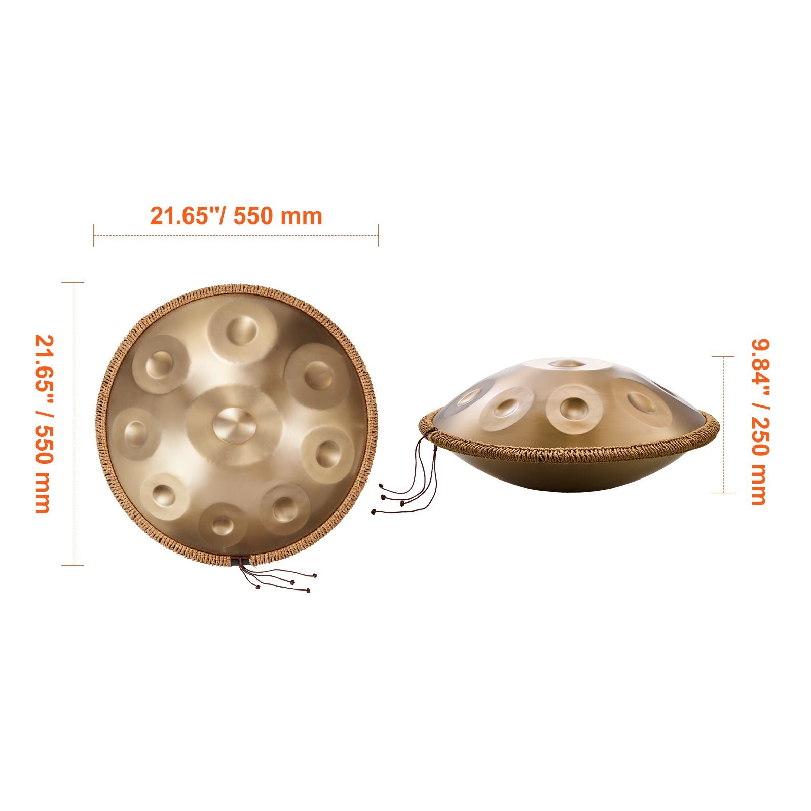 Handpan Drum 22 in 9 Notes D Minor Steel Hand Drum with Mallets for Adult