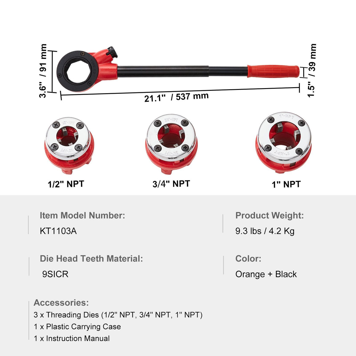Ratchet Pipe Threader Kit 1/2
