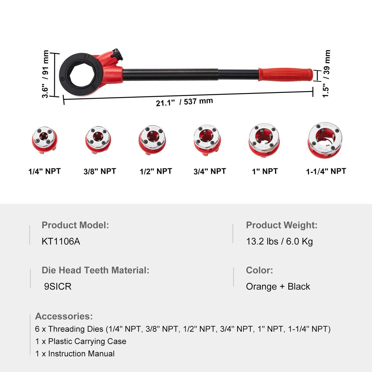 Ratchet Pipe Threader Kit 1/4
