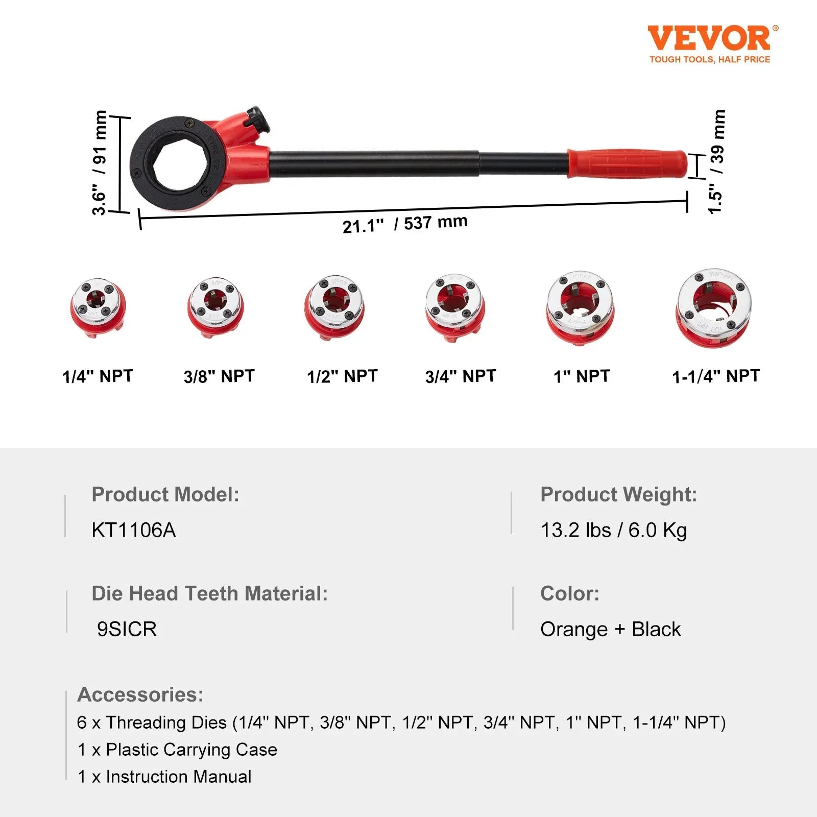 Ratchet Pipe Threader Kit, 1/4