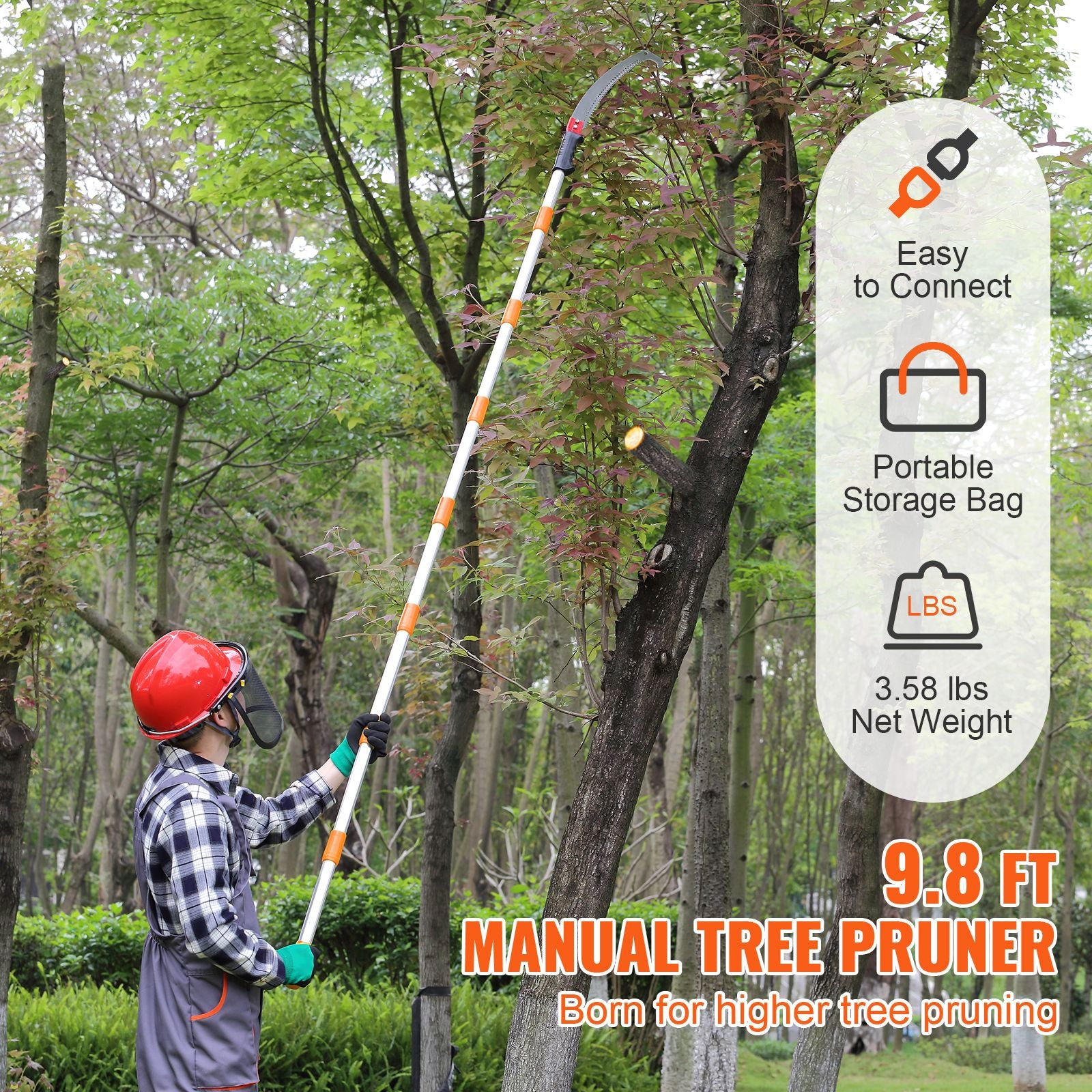 Manual Pole Saw Extendable Tree Pruner 1.4 m-3 m Aluminum Alloy Pole