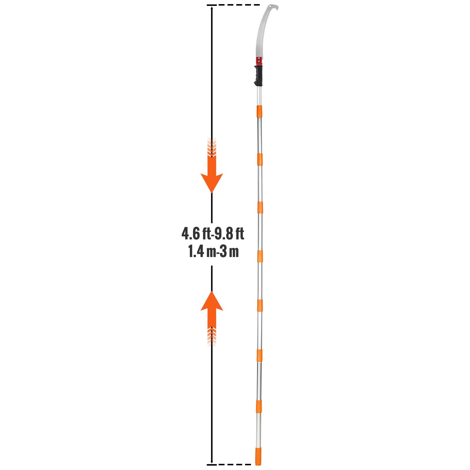 Manual Pole Saw Extendable Tree Pruner 1.4 m-3 m Aluminum Alloy Pole