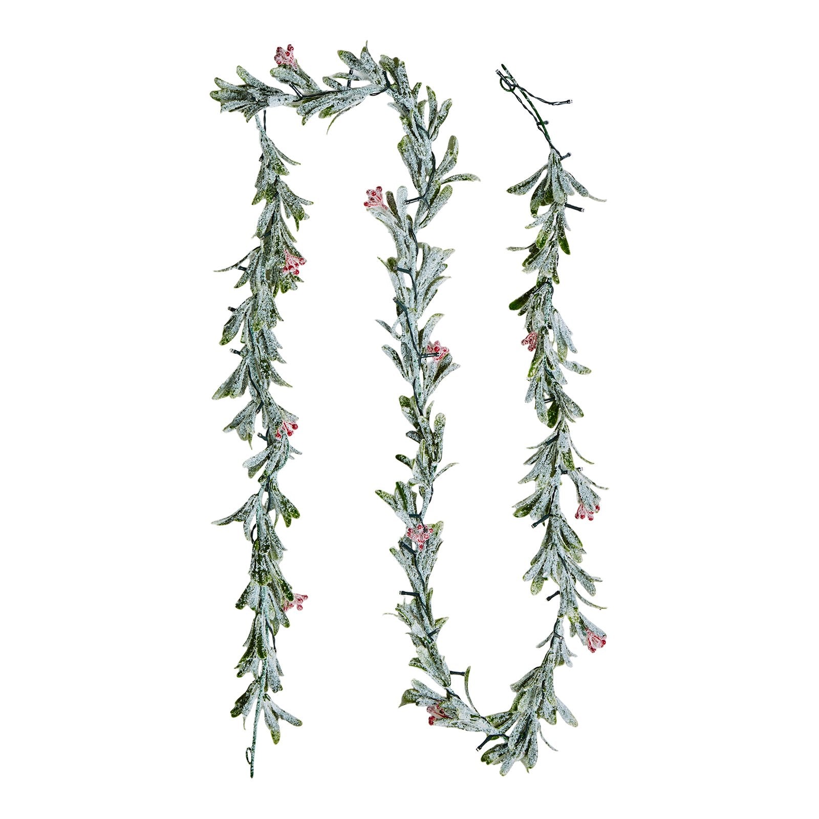 Christmas Garland, 2750 mm Realistic Greenery Decorated with Vines, Olive Leaves, and Berries, Evergreen Faux Garlands with Light String for Indoor Outdoor Xmas Decoration on Mantel Fireplace