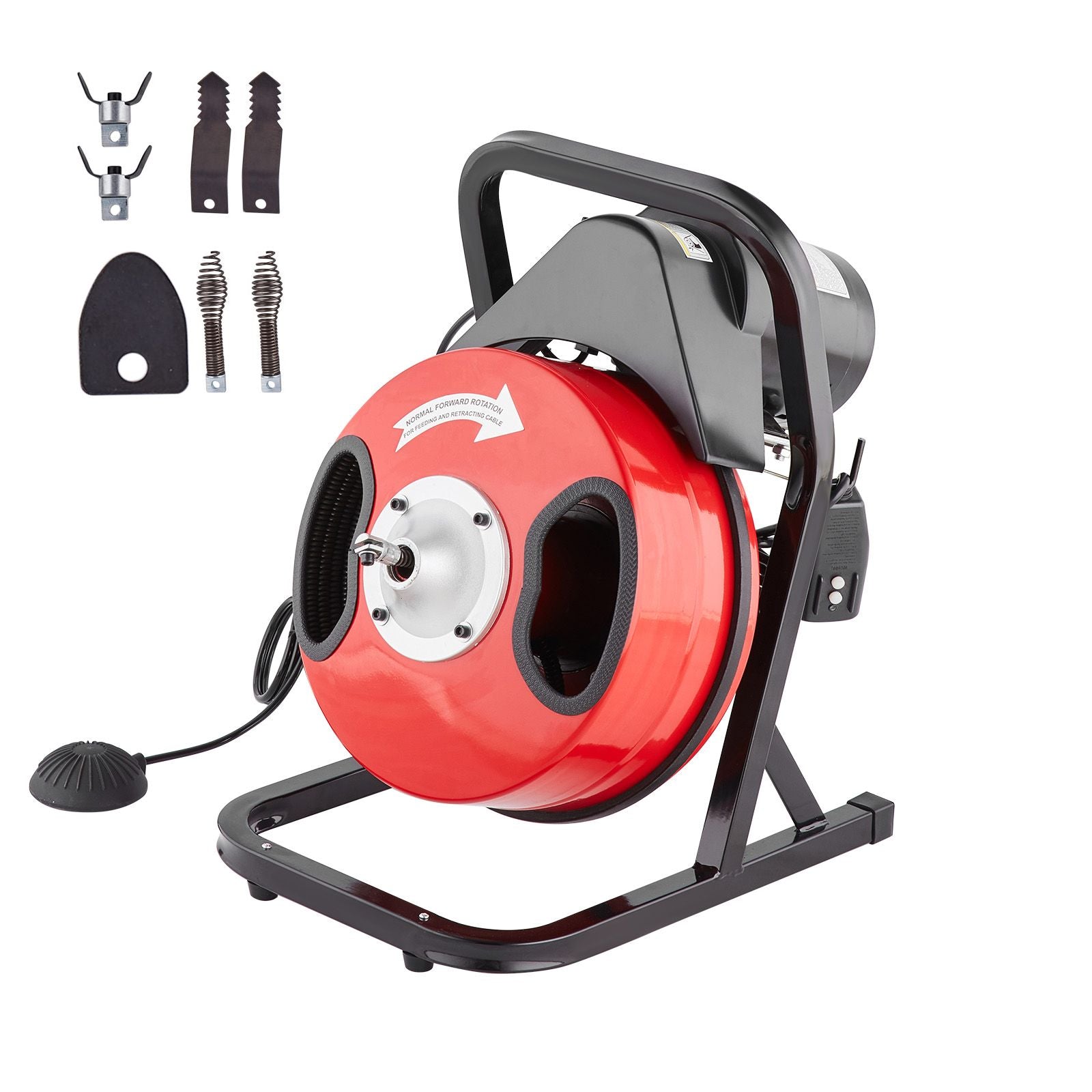 Drain Cleaner Machine 50FT x 1/2Inch Manual Feed Snake Auger with 4 Cutter