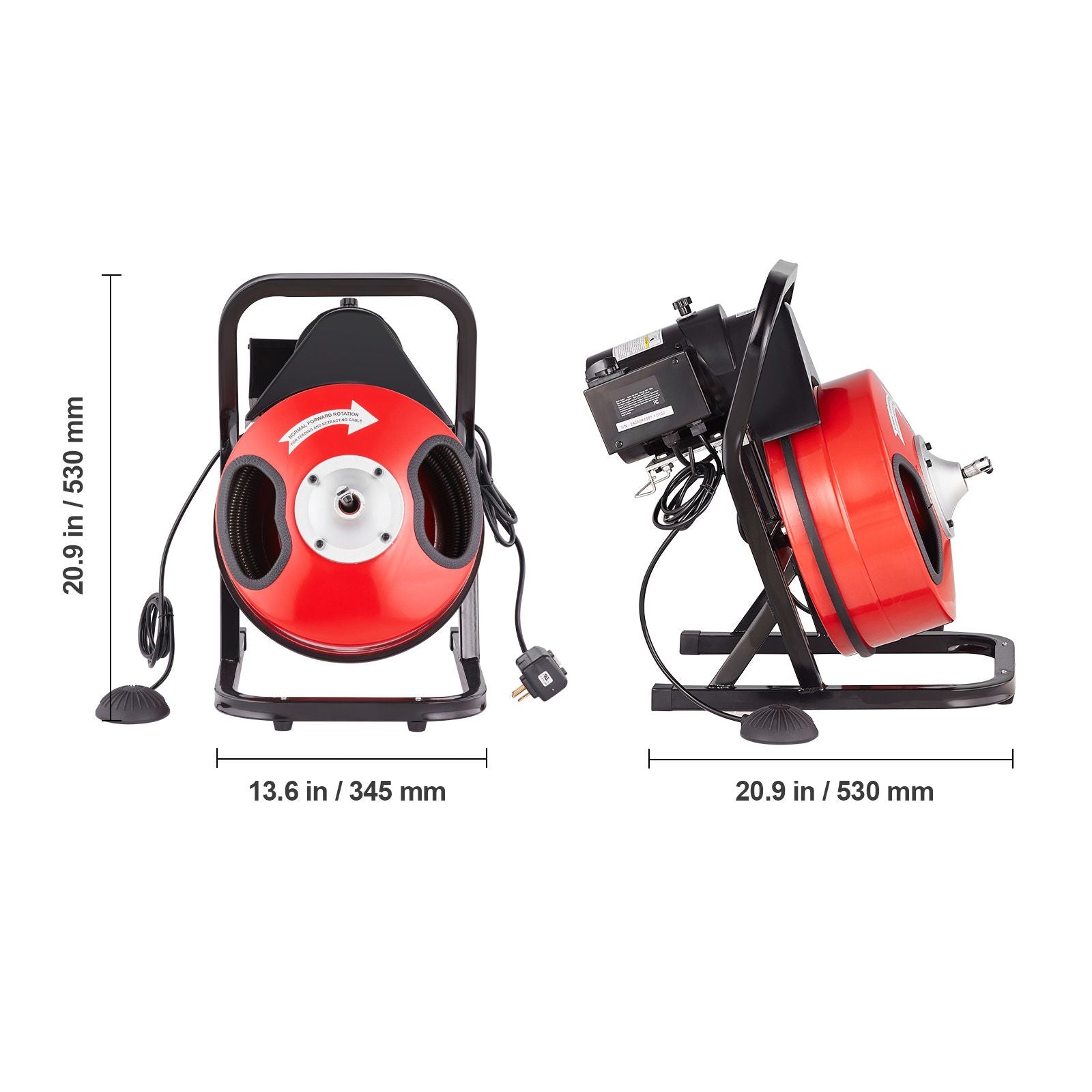 Drain Cleaner Machine 50FT x 1/2Inch Manual Feed Snake Auger with 4 Cutter