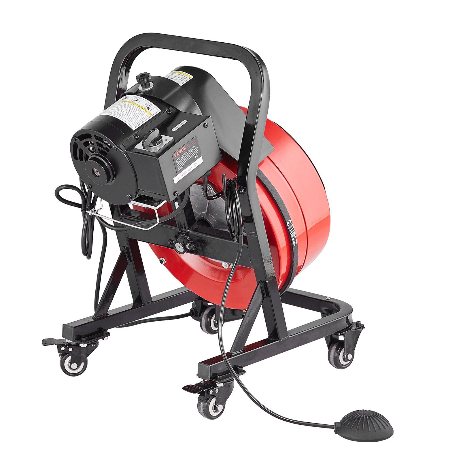 Drain Cleaner Machine 50FT x 1/2 Inch Manual Feed Snake Auger with Wheels