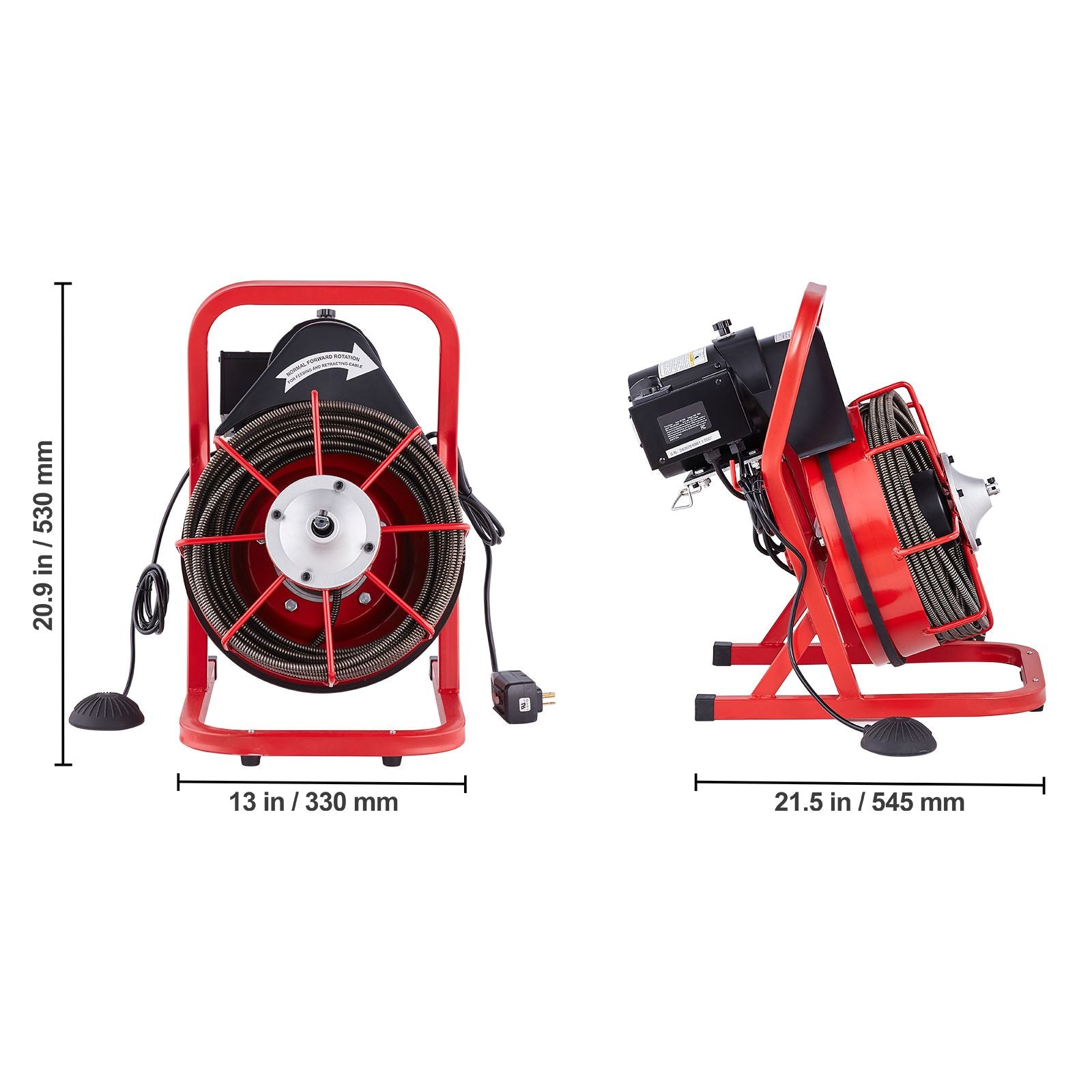 Drain Cleaner Machine Drain Auger 75FT x 3/8 Inch Manual Feed & 4 Cutters