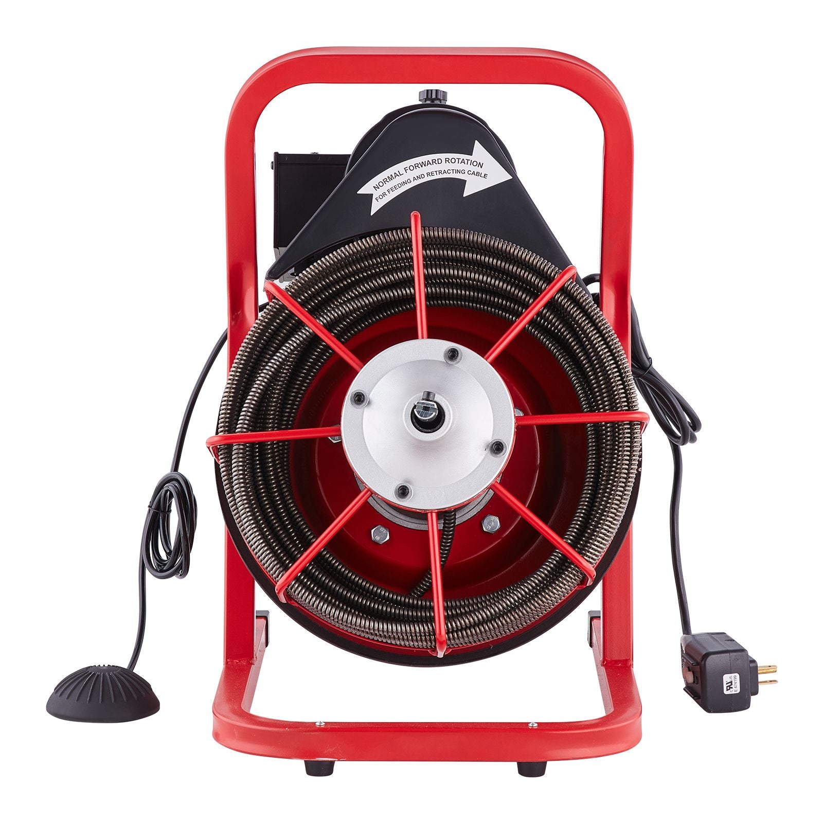 Drain Cleaner Machine Drain Auger 75FT x 3/8 Inch Manual Feed & 4 Cutters
