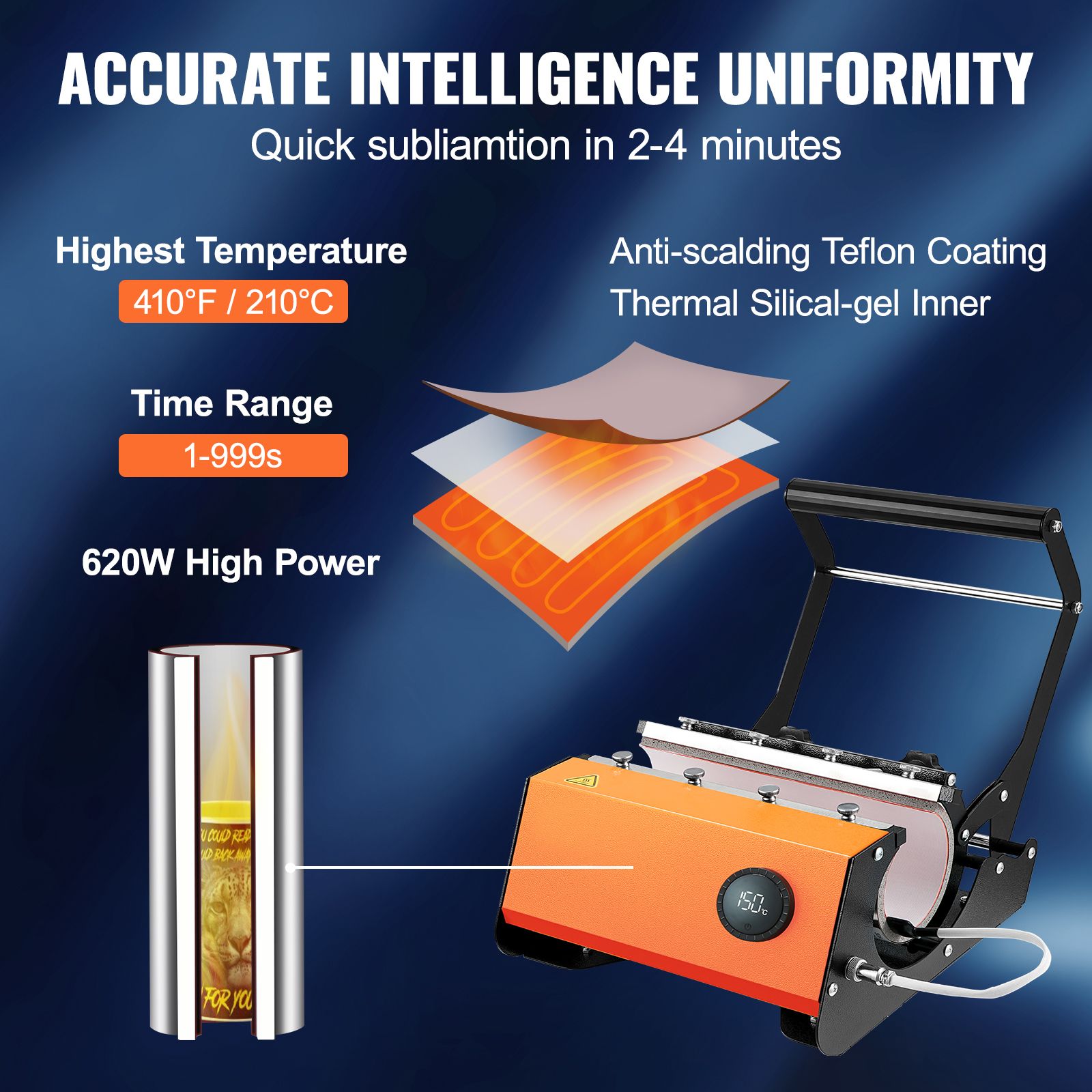 Mug Heat Press Tumbler Heat Press Machine Sublimation Printing 11-30oz Cup