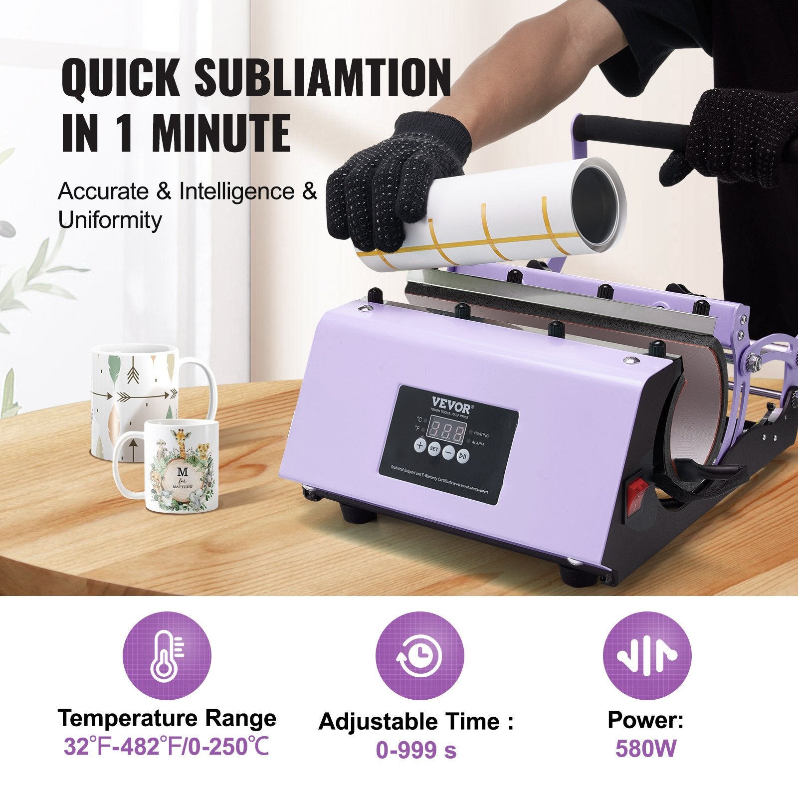 Tumbler Heat Press Machine 11-30oz Mug Press Sublimation Tumblers Purple