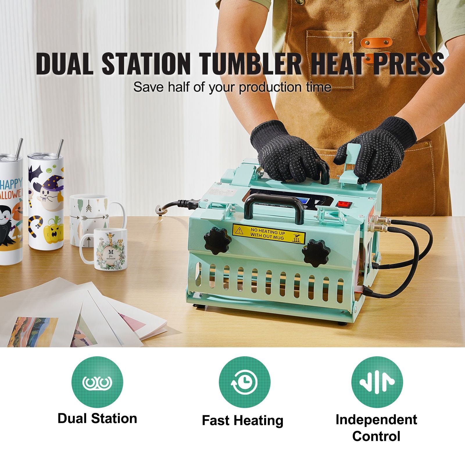 Tumbler Heat Press Machine 2 Station Heaters 11-30oz Mug Press Sublimation