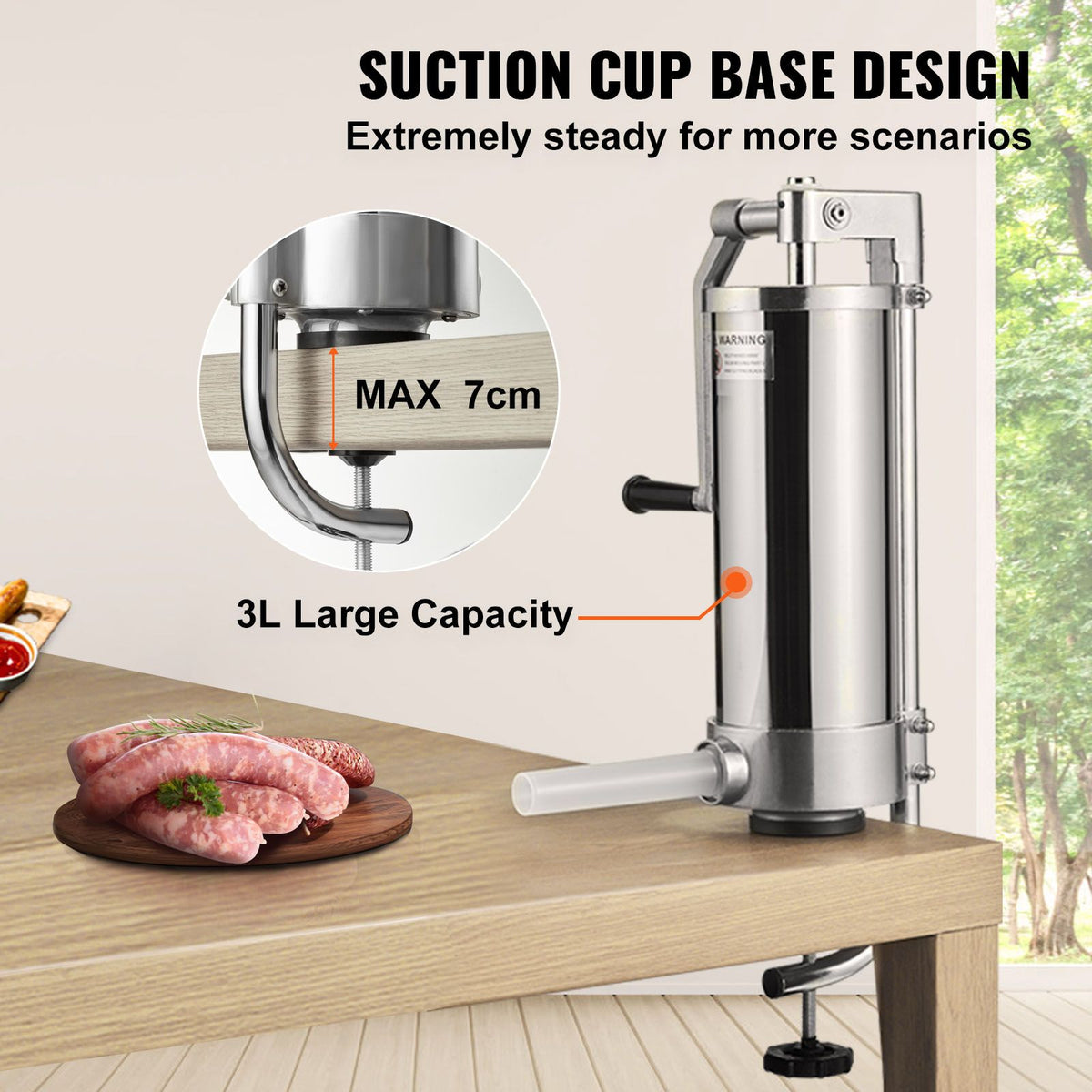 Sausage Stuffer 5lbs/3L Capacity Homemade Maker, Stainless Steel Colour