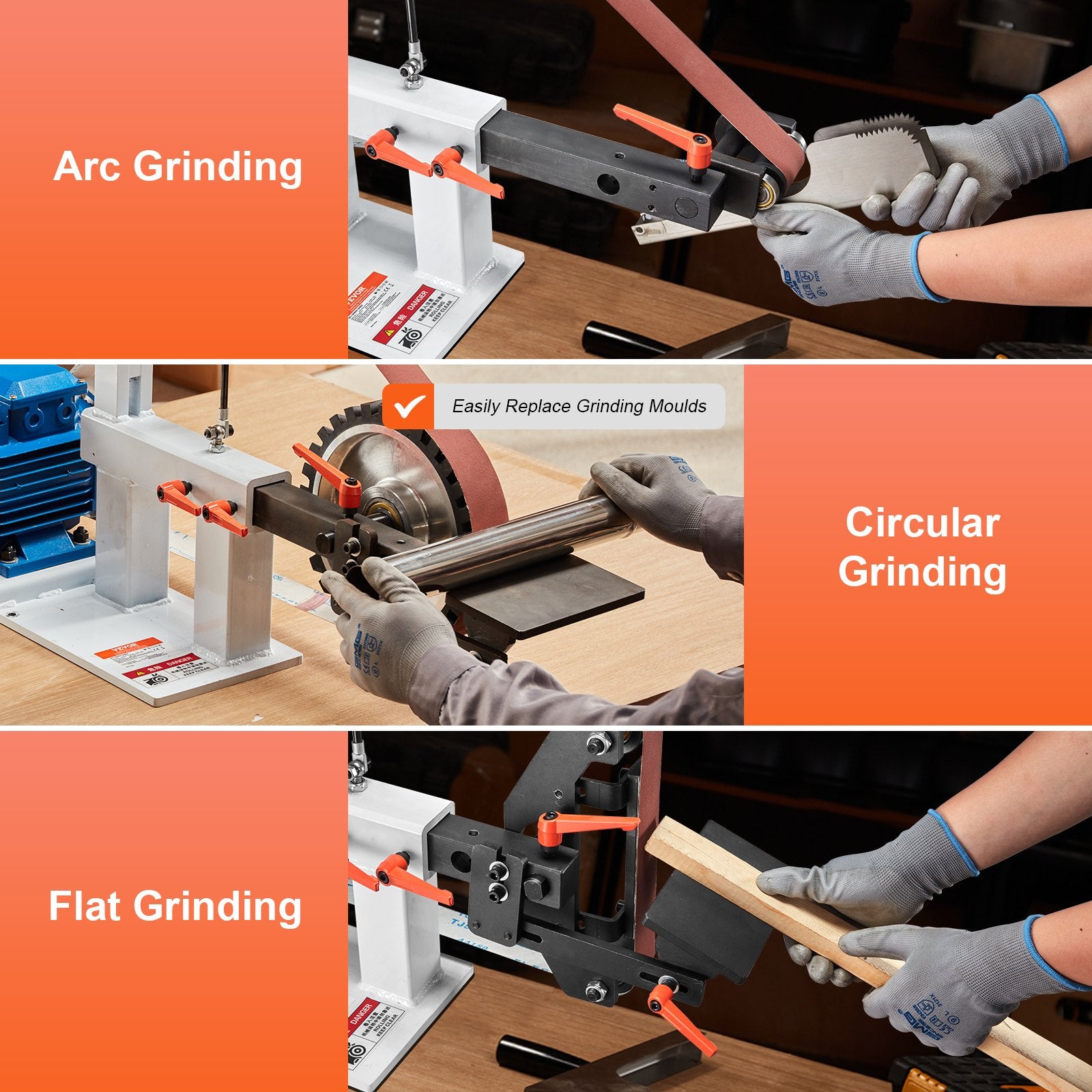 Belt Grinder Sander, 72 x 2-Inch Variable Speed Belt Polisher with VFD, 1500W 2HP Polishing Grinding Machine with 3 Grinding Moulds & 3PCS Sanding Belts for Metalworking, Knife Making