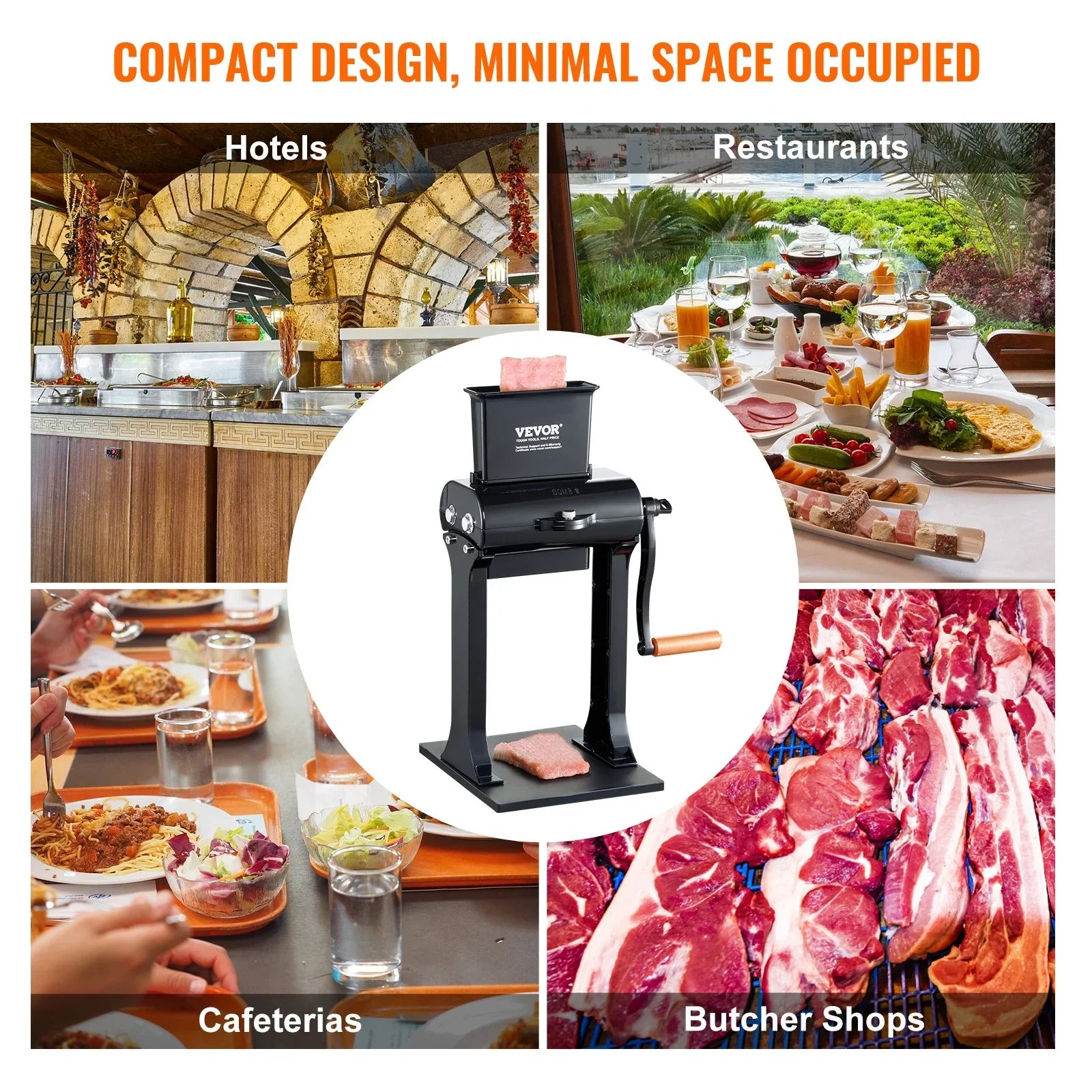 Commercial Meat Tenderizer, Heavy Duty Stainless Steel Meat Tenderizer Machine, Quick and Easy Manual Operation Kitchen Tool, 148mm Feed Port for Beef, Turkey, Chicken, Pork, Steak, and Fish