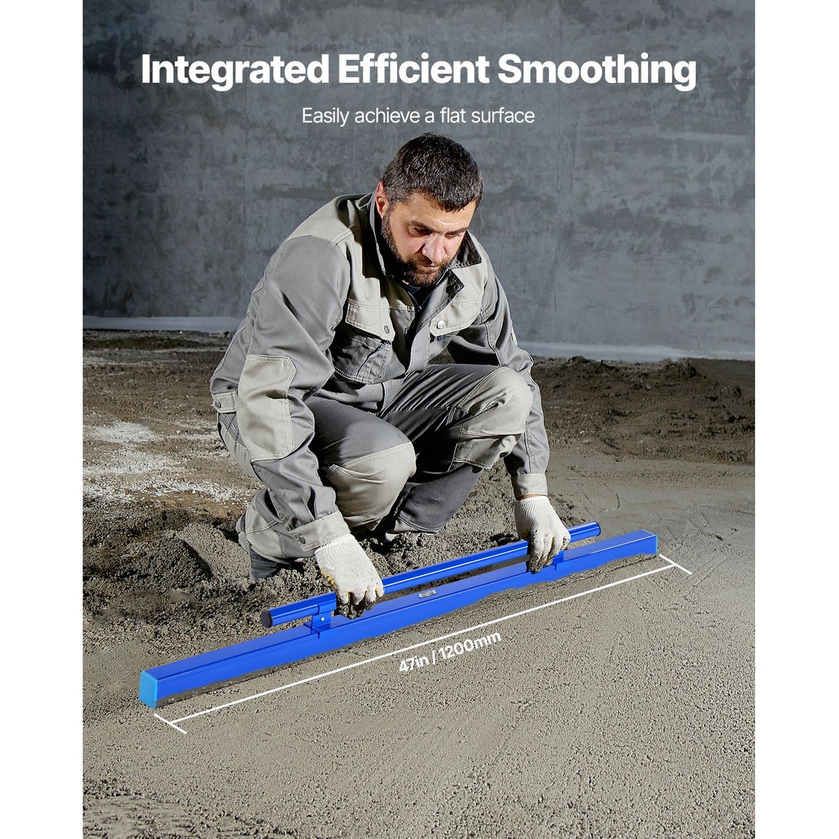 120cm Aluminum Concrete Screed with Level Vial Reversible Handle Trowel