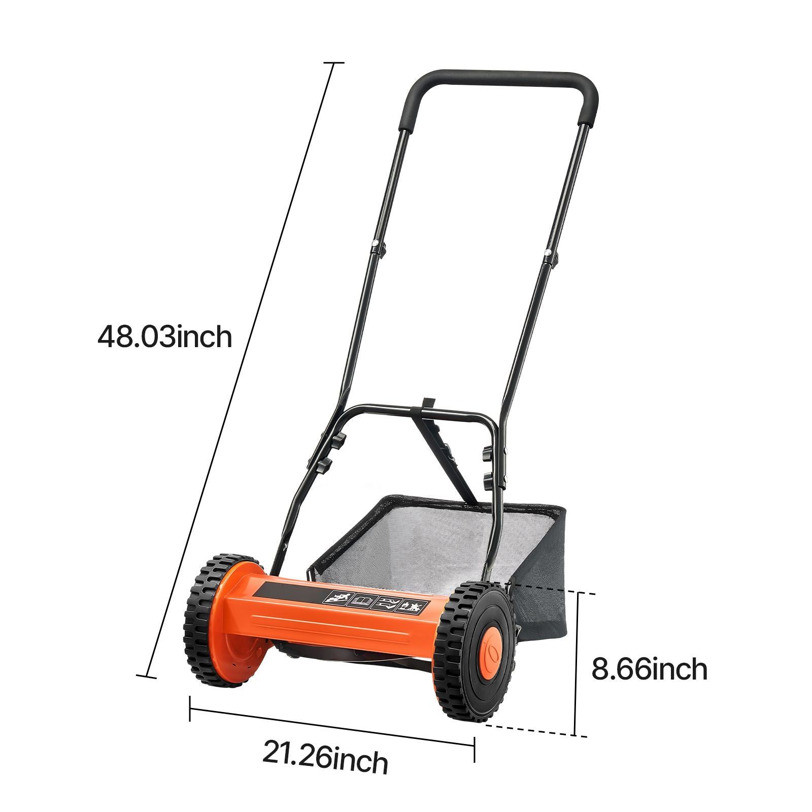 40cm Push Reel Lawn Mower 5-Blade Adjustable Height Grass Catcher 2-Wheel