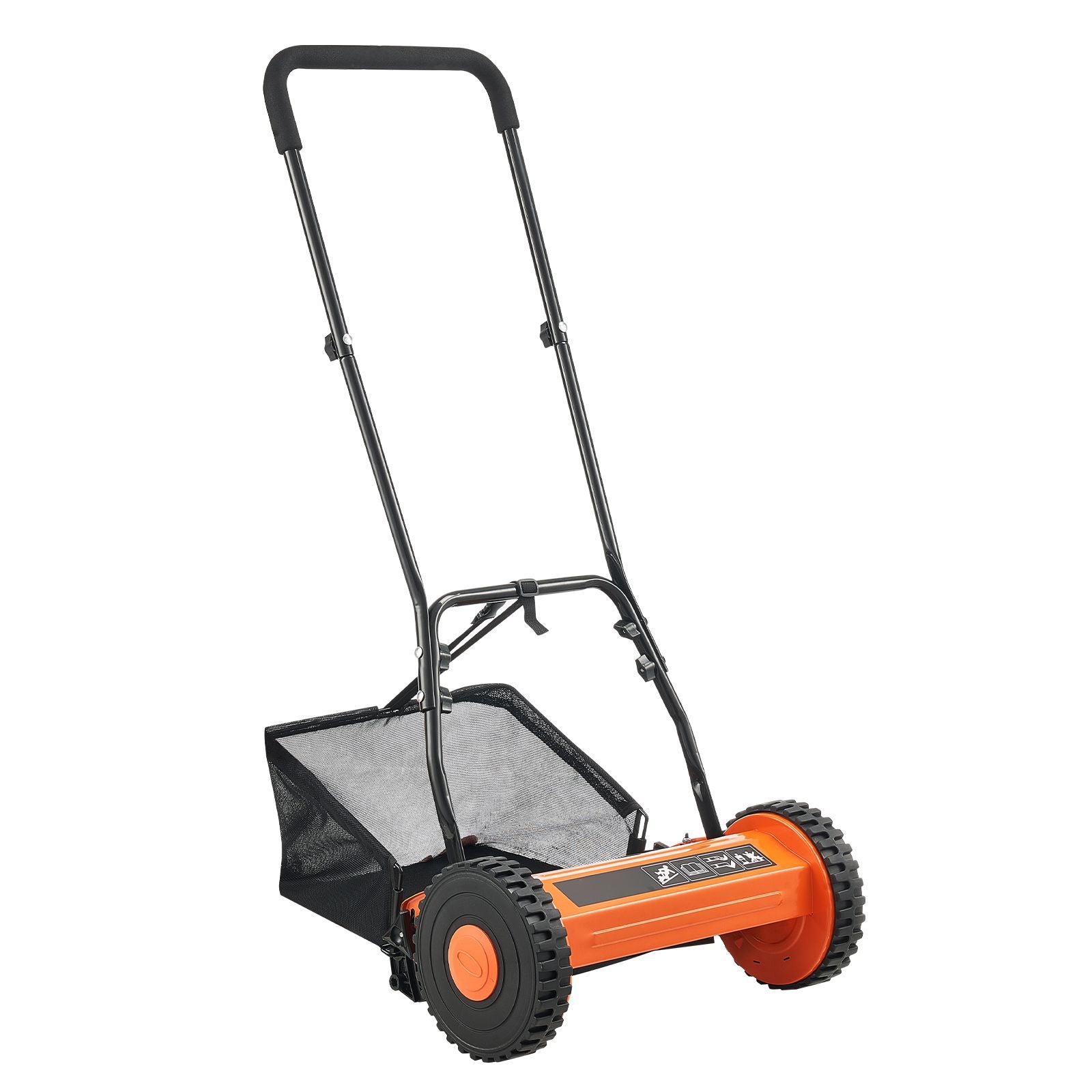 40cm Push Reel Lawn Mower 5-Blade Adjustable Height Grass Catcher 2-Wheel