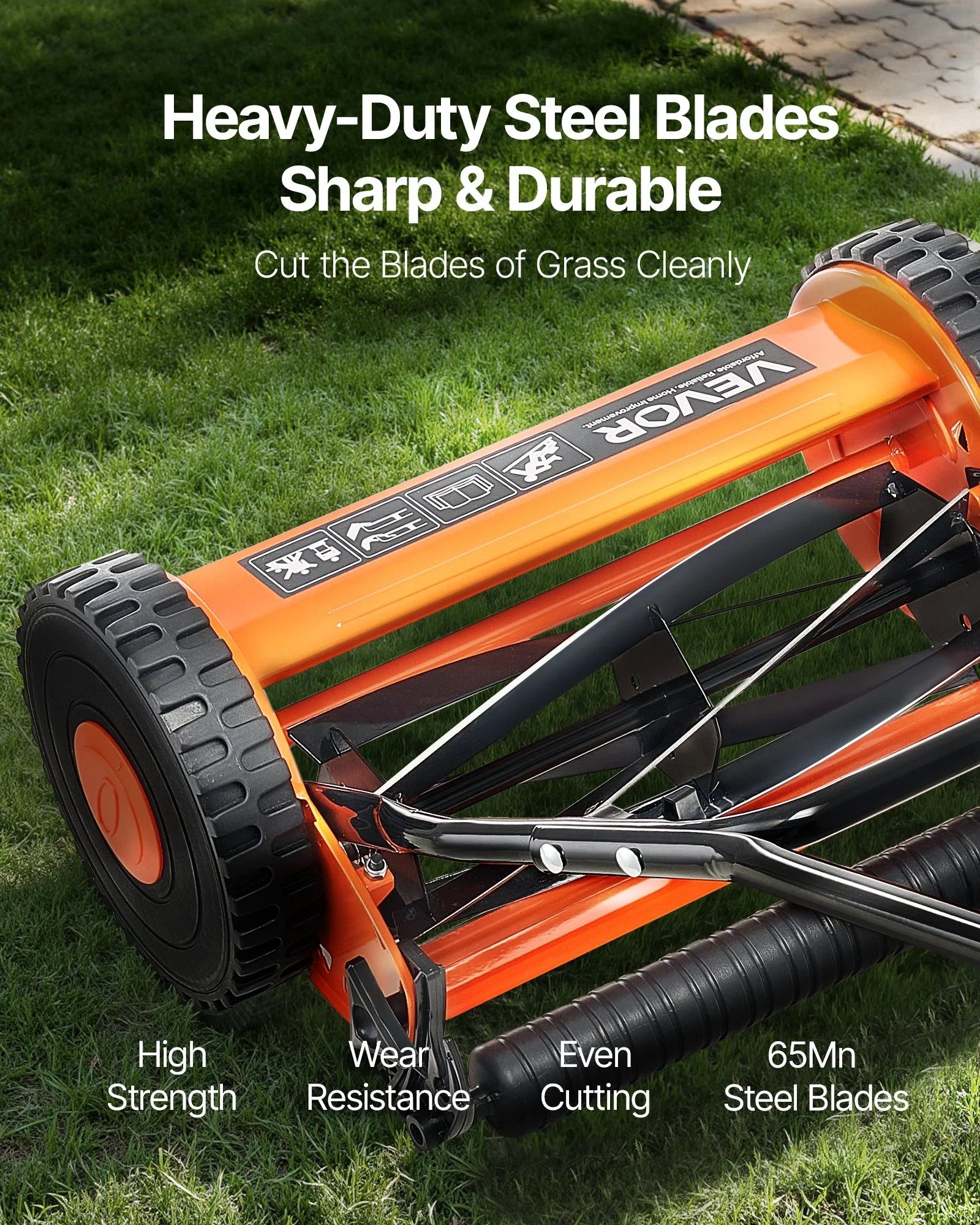 40cm Push Reel Lawn Mower 5-Blade Adjustable Height Grass Catcher 2-Wheel