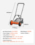 40cm Push Reel Lawn Mower 5-Blade Adjustable Height Grass Catcher 2-Wheel