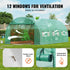 Walk-in Tunnel Greenhouse, 19.4x9.7x6.5 ft Hoop House Greenhouse Tunnel, Plant Hot House with Galvanized Steel Frame, Green PE Cover, Roll-up Zipper Door and 12 Windows for Outdoor