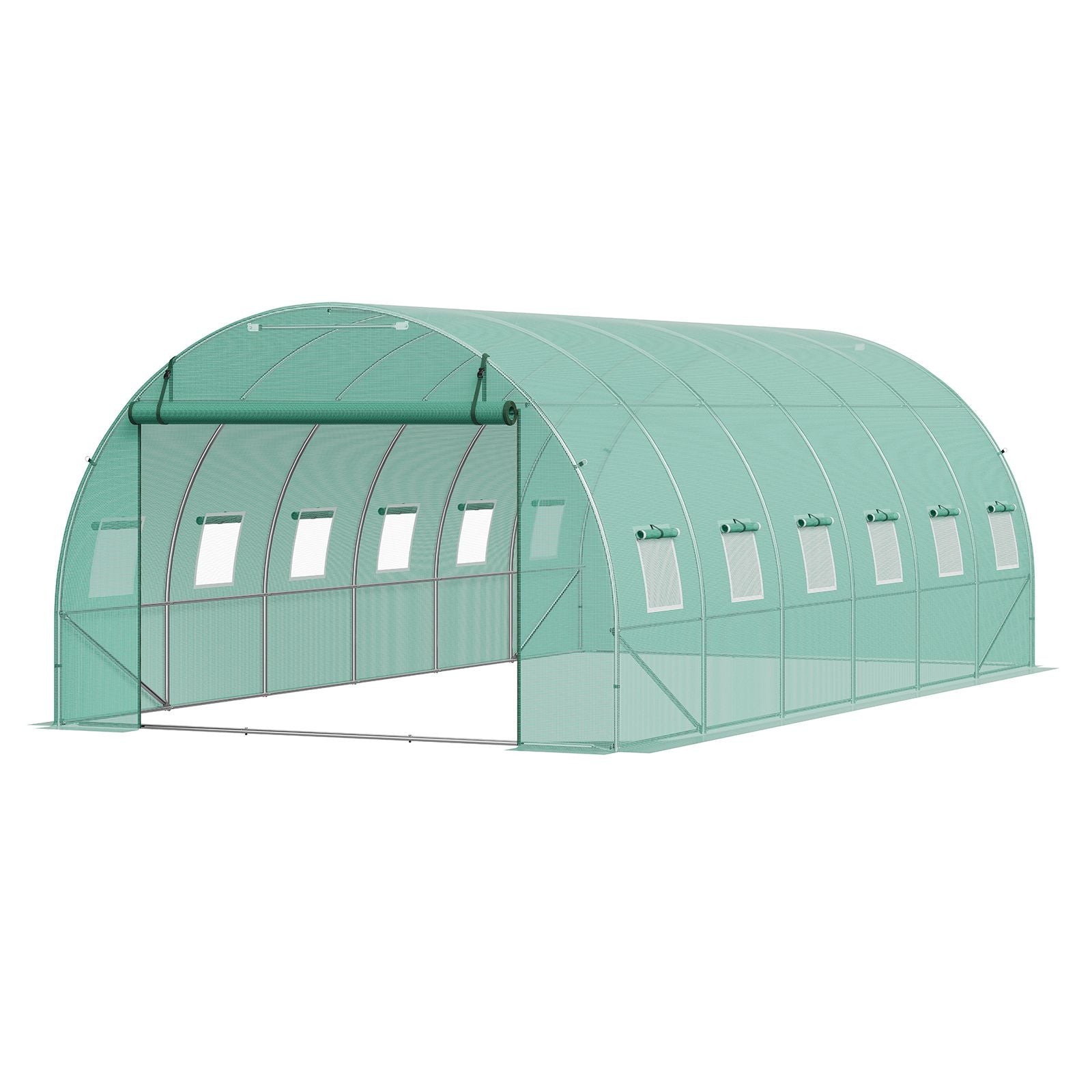 19.4x9.7x6.5ft Walk-In Tunnel Greenhouse Galvanized Steel Frame 12 Windows