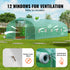 Walk-in Tunnel Greenhouse, 29.5x9.8x6.6 ft Hoop House Greenhouse Tunnel, Peaked Roof Plant Hot House with Galvanized Steel Frame, Green PE Cover, Roll-up Zipper Door and 12 Windows for Outdoor