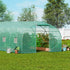 Walk-in Tunnel Greenhouse, 29.5x9.8x6.6 ft Hoop House Greenhouse Tunnel, Peaked Roof Plant Hot House with Galvanized Steel Frame, Green PE Cover, Roll-up Zipper Door and 12 Windows for Outdoor
