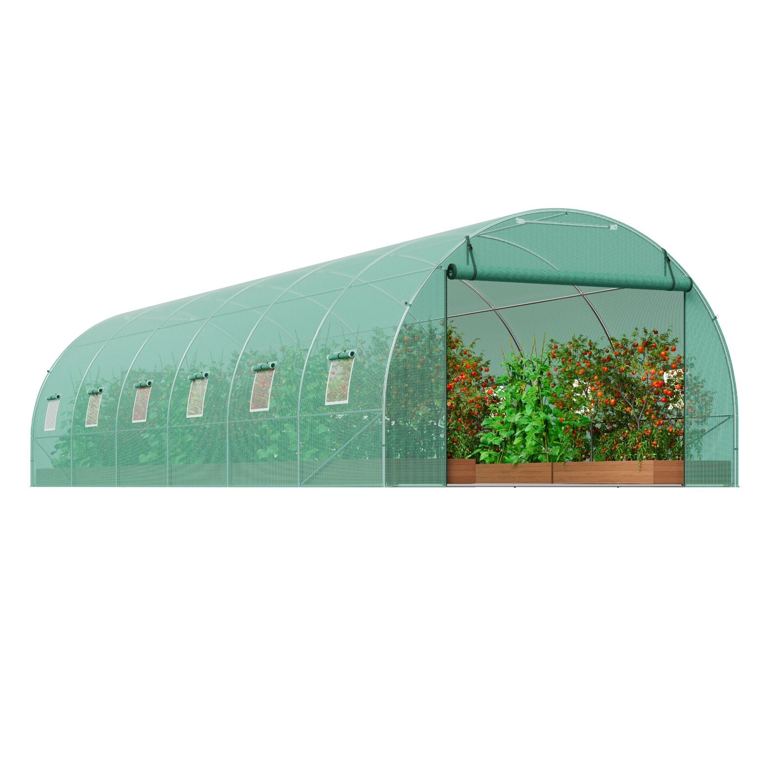 Walk-in Tunnel Greenhouse 29.2x9.7x6.5ft Galvanized Frame PE Cover Green